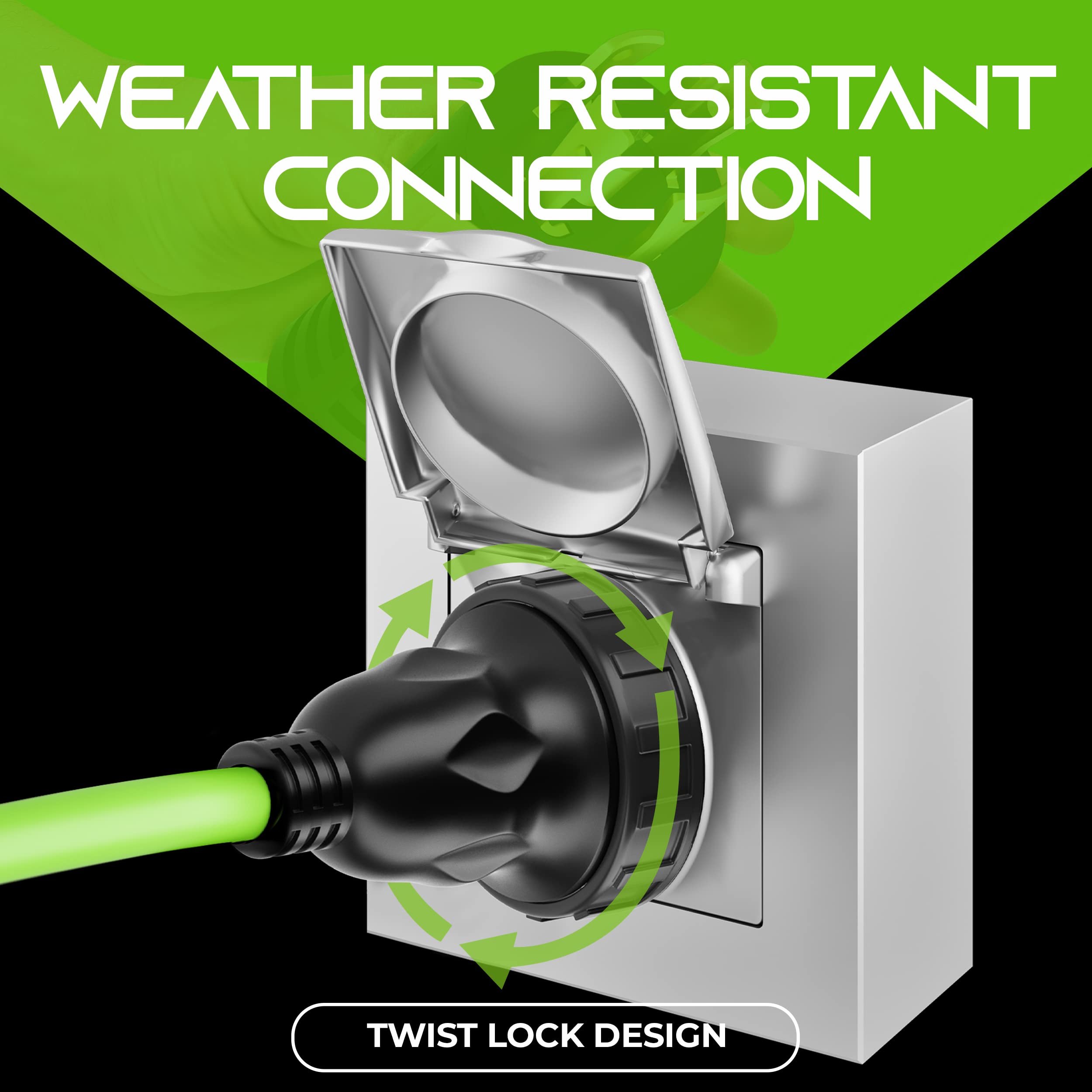 Gearit 20-Amp Rv Power Extension Cord,125-Volt, 3-Prong, Nema Tt-30P To L5-30R, Twist Locking Adapter, 10/3 Stw 10Awg Gauge 3C,