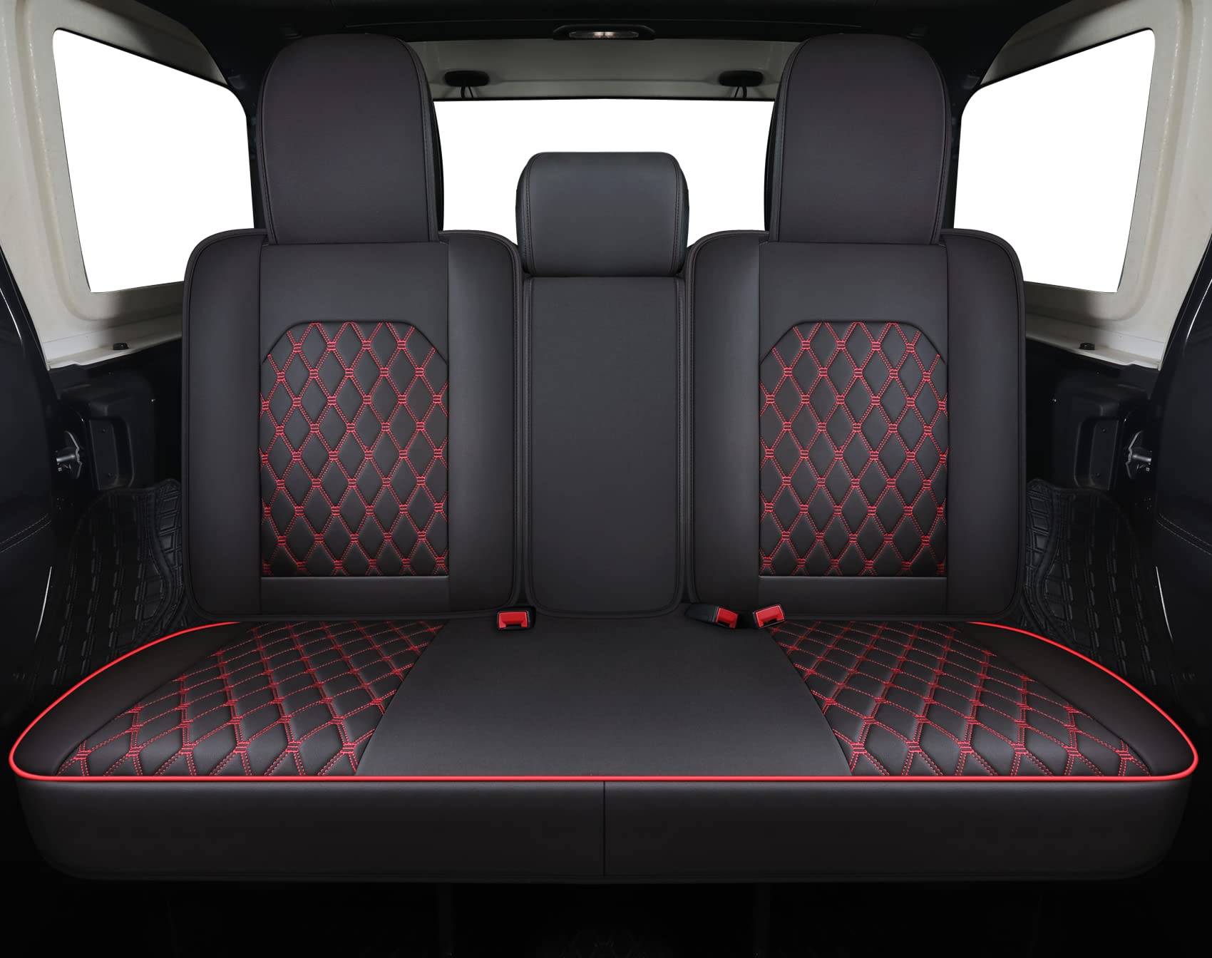 Aierxuan Jeep Wrangler Jk Jl 4-Door Back Seat Covers Custom Fit 2007-2023 Unlimited Rubicon 392 Sahara Willys Sport High Altitude 4X4 Truck Pickup Waterproof Leather(Rear Seat/Black-R)