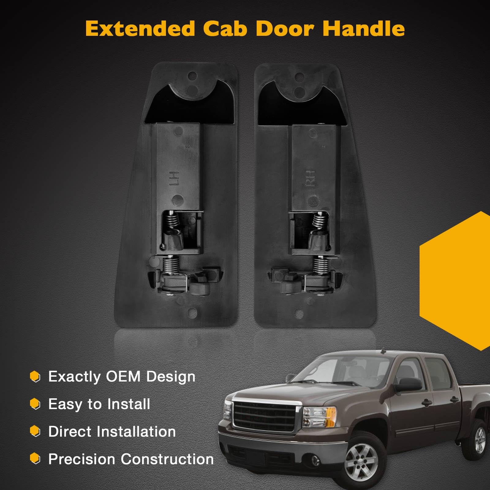 Extended Cab Door Handle Rear Left Driver And Right Passgenger Side  For 1999-2007 Chevy Silverado Gmc Sierra 1500 2500 3500  Re