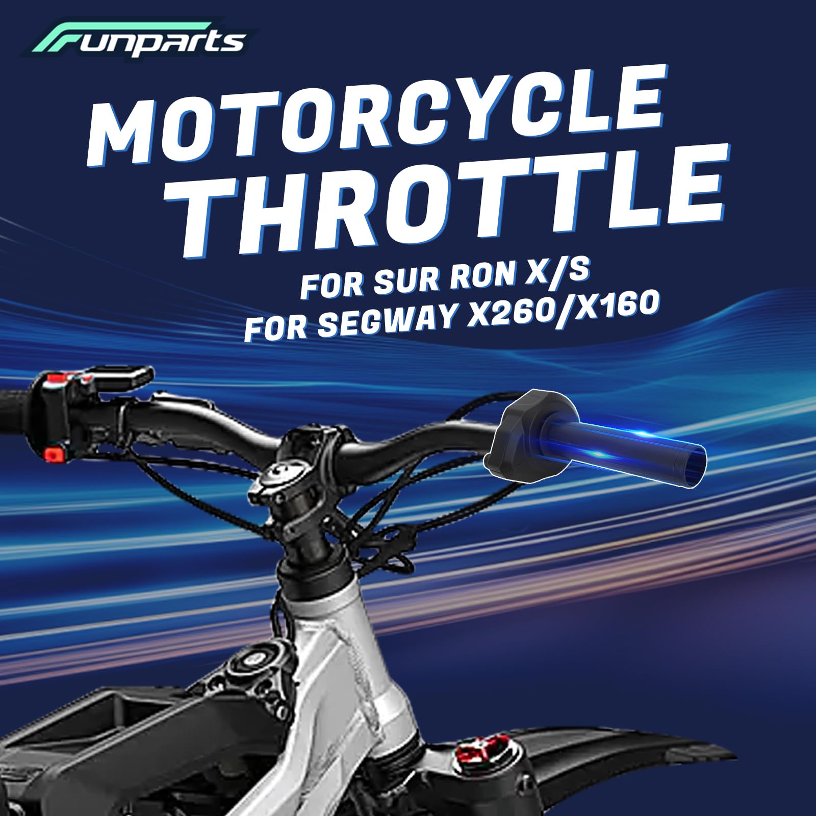 Funparts Sur Ron Throttle,Dirt Bike Throttle Turn Grip Throttle Assembly with Throttle Cable for Sur Ron Surron LBX SX500 Electr