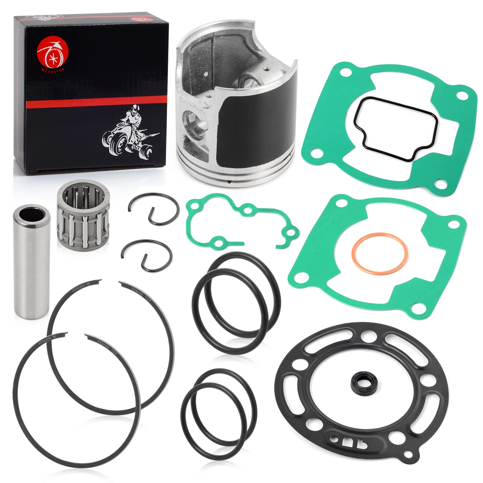 Top End Rebuild Kit Piston Bearing & Piston Ring Gasket For Kawasaki Kx100 1995-2013 Std Bore 52.5Mm