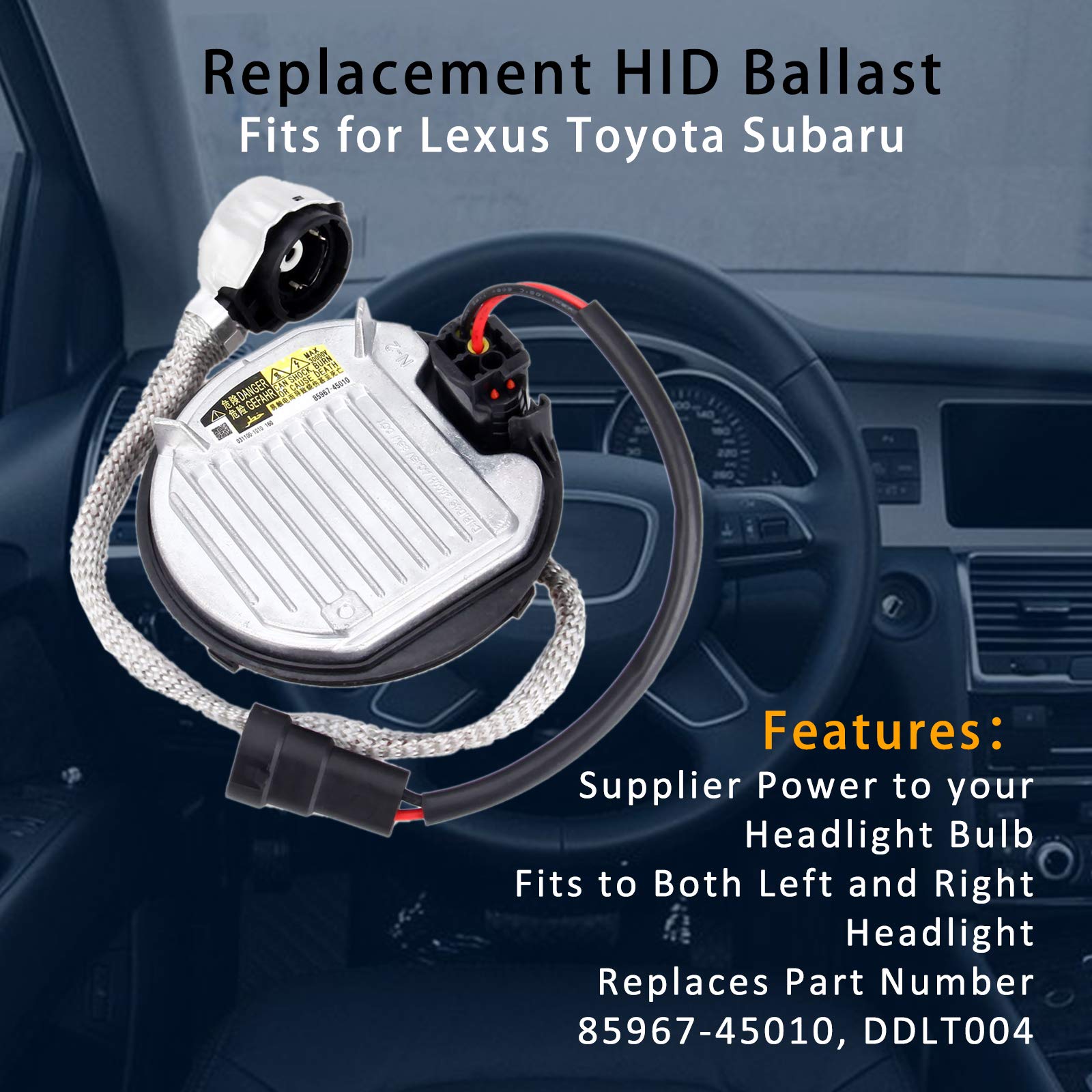 Aupoko Xenon Hid Ballast Headlight 85967-45010, Replaces# Ddlt004 Kdls001, Control Unit Module D4S/D4R With Igniter&Cable, Compatible With Bmw Mercedes Cadillac Jaguar