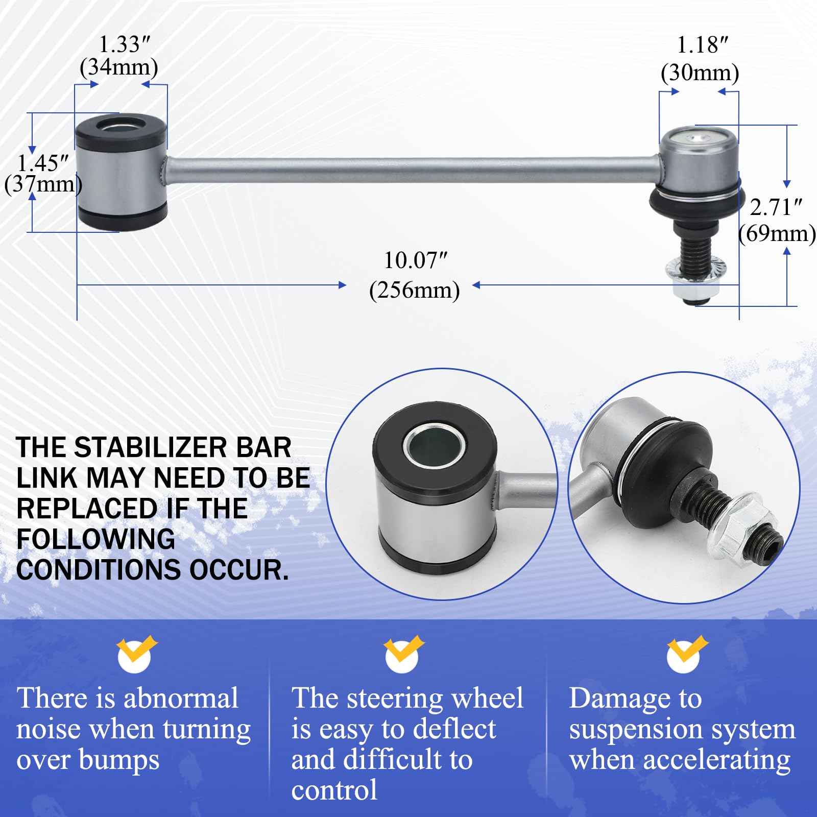 Zinc-Nickel Alloy Rear Stabilizer Sway Bar Links For 07-18 Jeep Wrangler/Jk,02-20 Cadillac Escalade,00-20 Gmc Yukon/Xl, 03-09 Hu