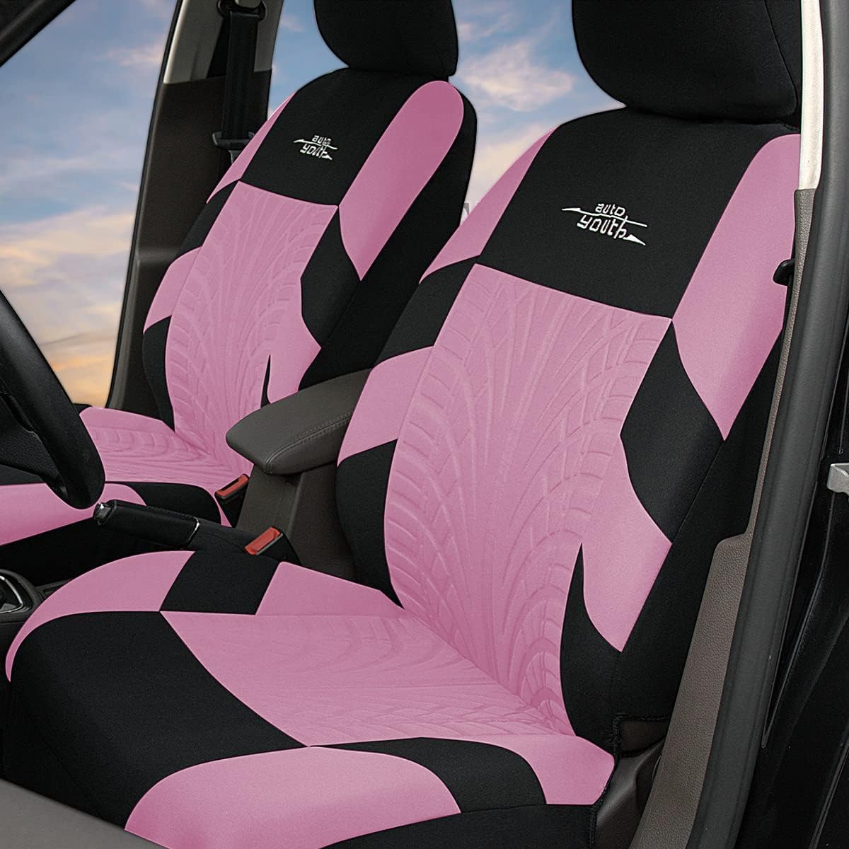 Autoyouth Pink Sport Seat Covers, 4Mm Composite Sponge, Airbag Compatible, Universal For Cars, Suvs, Trucks, Vans - Full Set, Pi