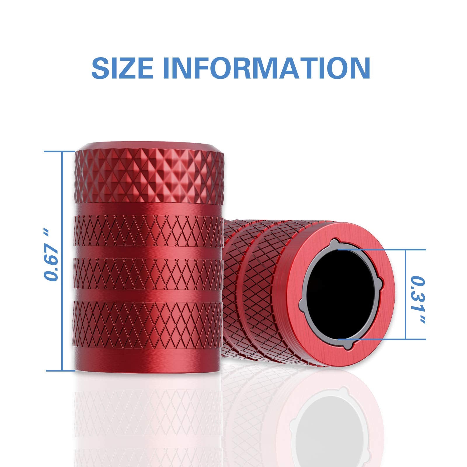 Ckauto Tire Valve Stem Caps, Red, 4 Pcs/Pack, Anodized Aluminum Tire Valve Cap Set, Corrosion Resistant, Universal Stem Covers For Cars Trucks Motorcycles Suvs And Bikes