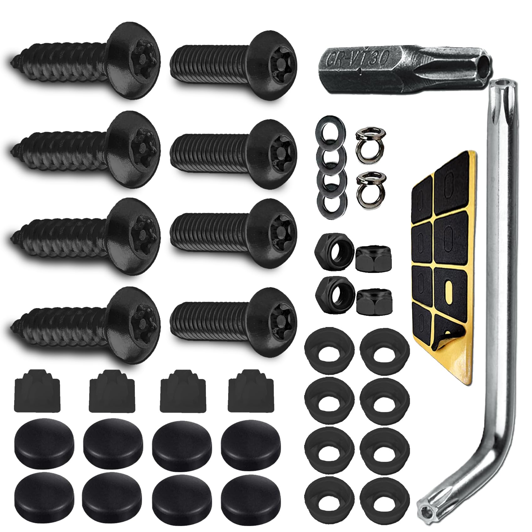 Anti Theft License Plate Screws Kits, Tamper Resistant Licence Plate Kit, 1/4'(M6) Security Screws, Rust Proof Stainless Steel Bolts Fasteners Kit For Front Rear Frame Holder Mounting
