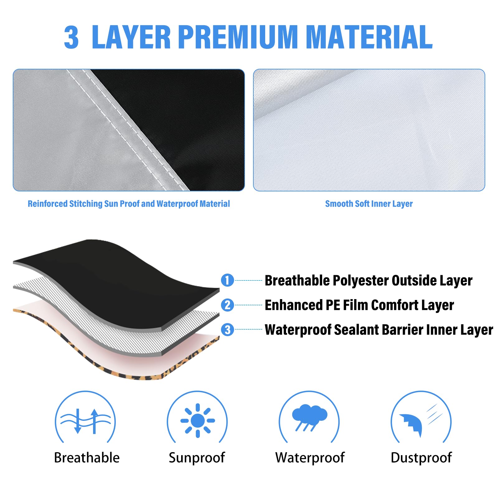 Car Cover Waterproof All Weather, Coverado Outdoor Full Car Covers With Invisible Zipper Mirror Pocket, Rain Sun Uv Wind Protect