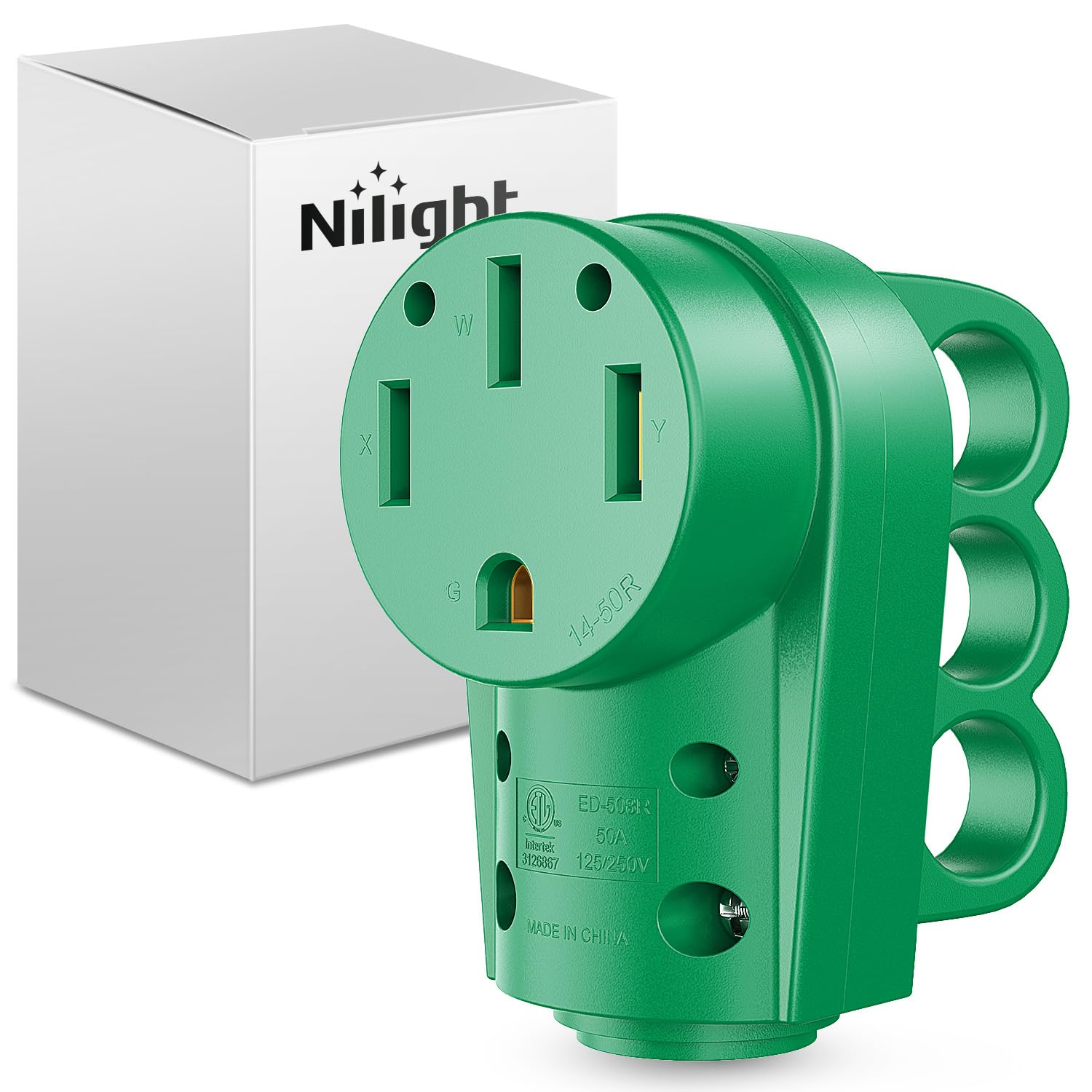 Nilight 50 Amp Rv Female Replacement Plug 125/250 Volt Heavy Duty Receptacle With Handle Etl Listed Nema 14-50R For Camper Carav