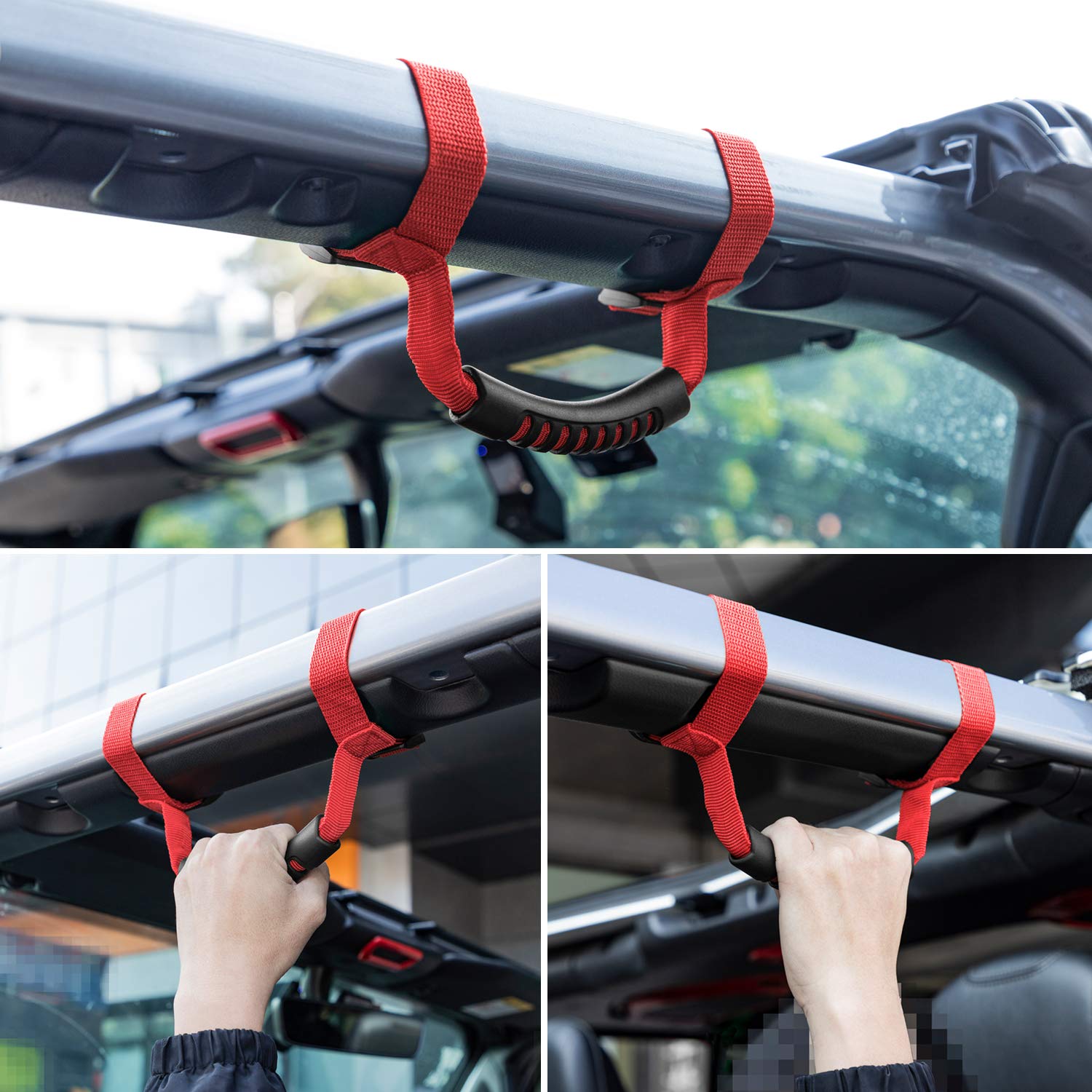 4 X Roll Bar Grab Handles Grip Handle For Jeep Wrangler Yj Tj Jk Jk Jl Jlu Sports Sahara Freedom Rubicon X & Unlimited 1955-2021