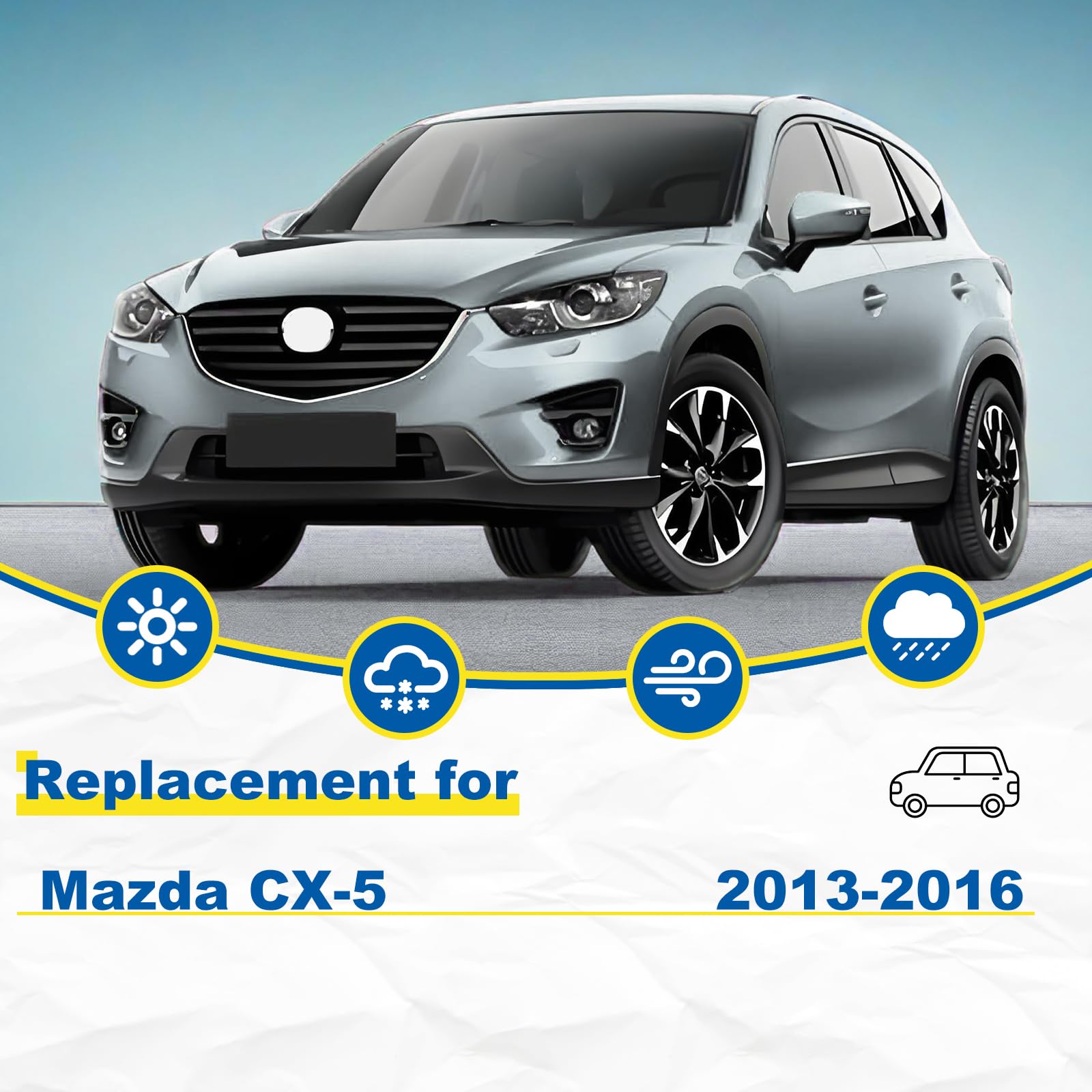 Hrsno 24''+18'' Windshield Wipers With 14'' Rear Wiper Blade Sets Automotive Replacement For Mazda Cx-5 2013-2016,Easy For Insta