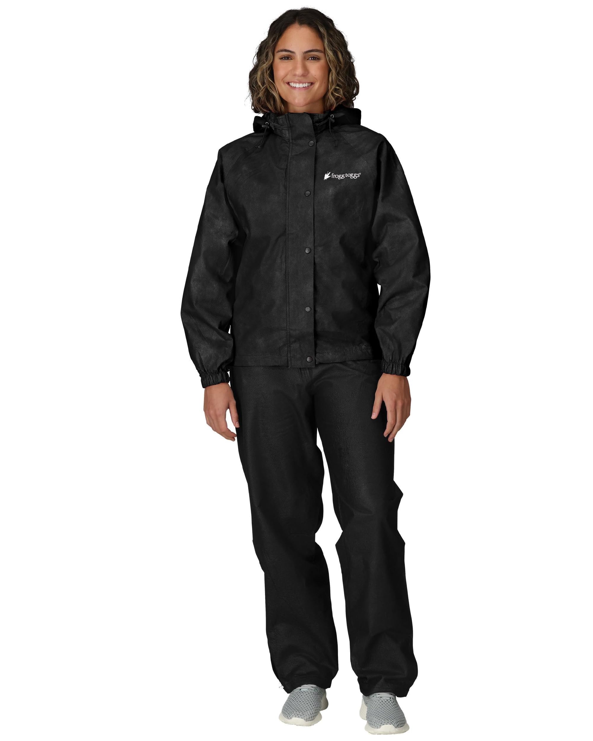FROGG TOGGS Women's Classic All-Purpose Waterproof Breathable Rain Suit, Black, X-Large