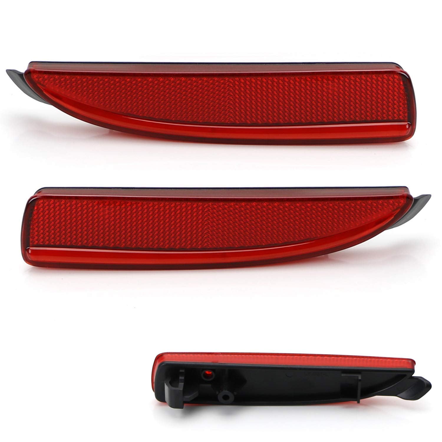iJDMTOY Red Lens Rear Bumper Reflector Lenses Compatible With Mazda 3 5 6, OE-Spec LH RH Assembly