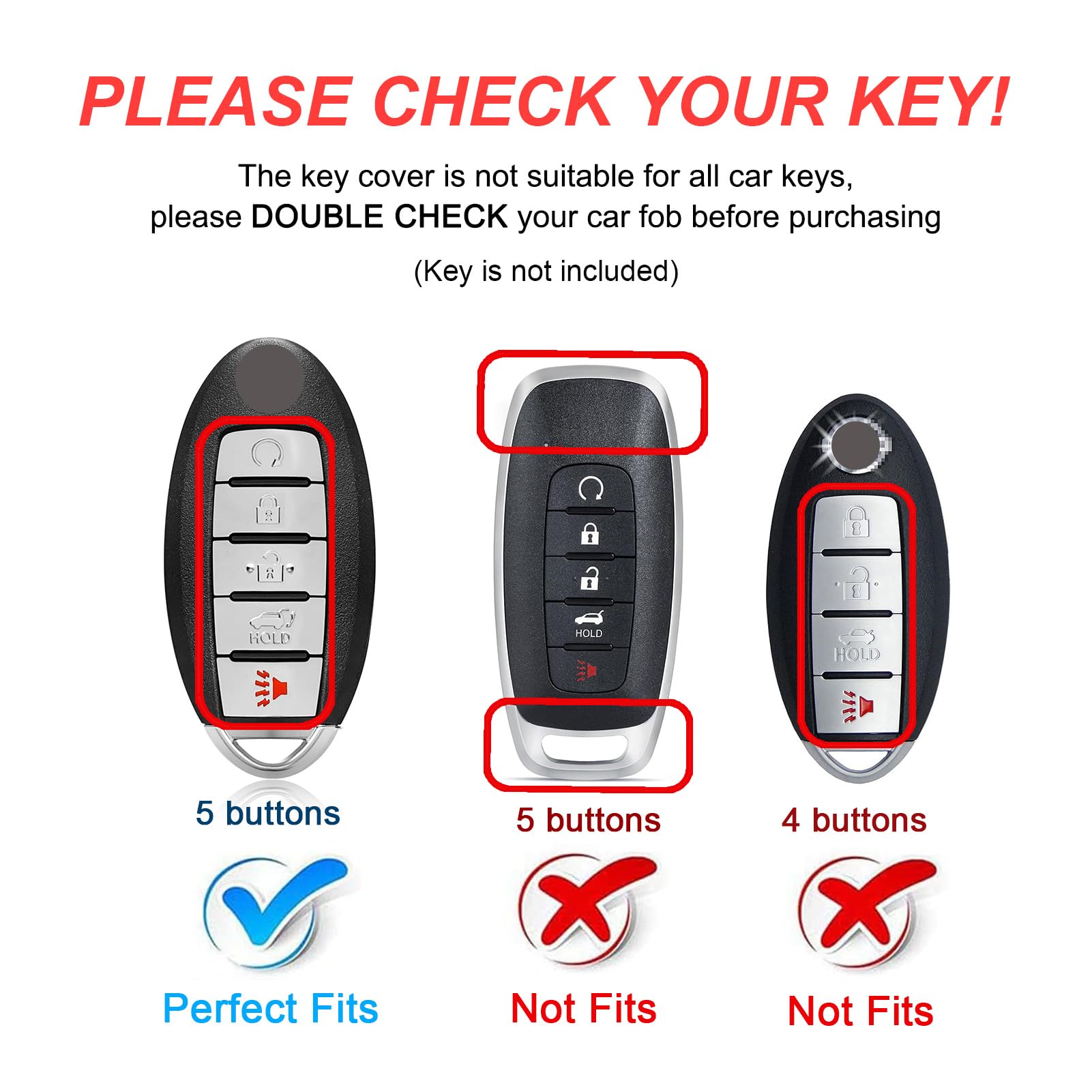 Key Fob Cover For Nissan With Keychain Accessories, Premium Soft Tpu Full Protection Key Case For Altima Rogue Sentra Maxima Arm