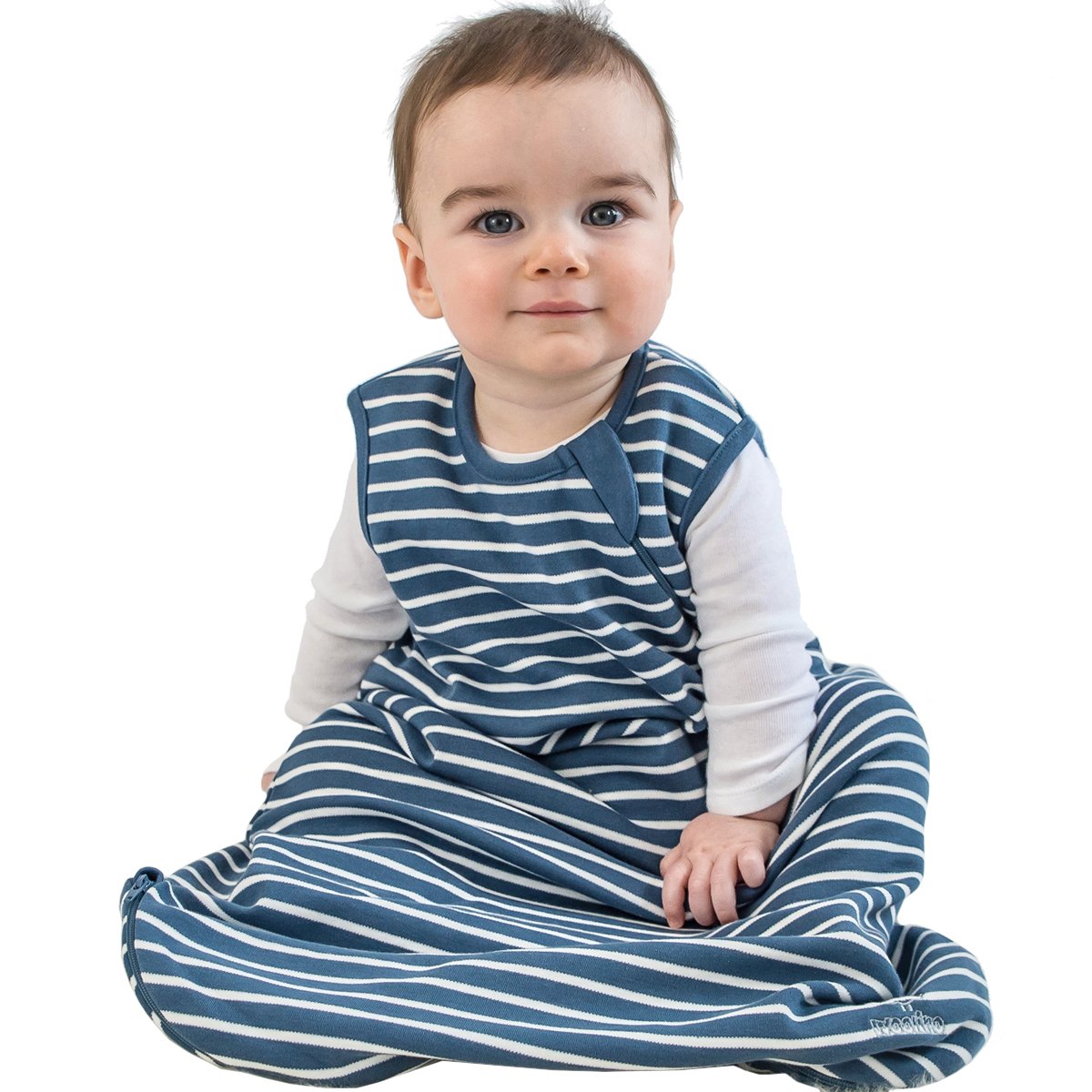 Wearable Blanket From Woolino, 4 Season, Basic, Merino Wool, 6-18M, Navy Blue