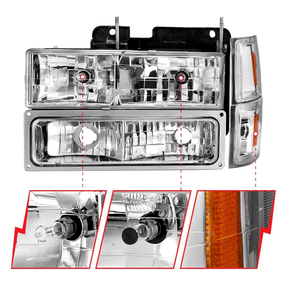 Anzo Usa - 88-98 Chevrolet C1500 Crystal Headlights Chrome W/Signal And Side Marker Lights (111506)