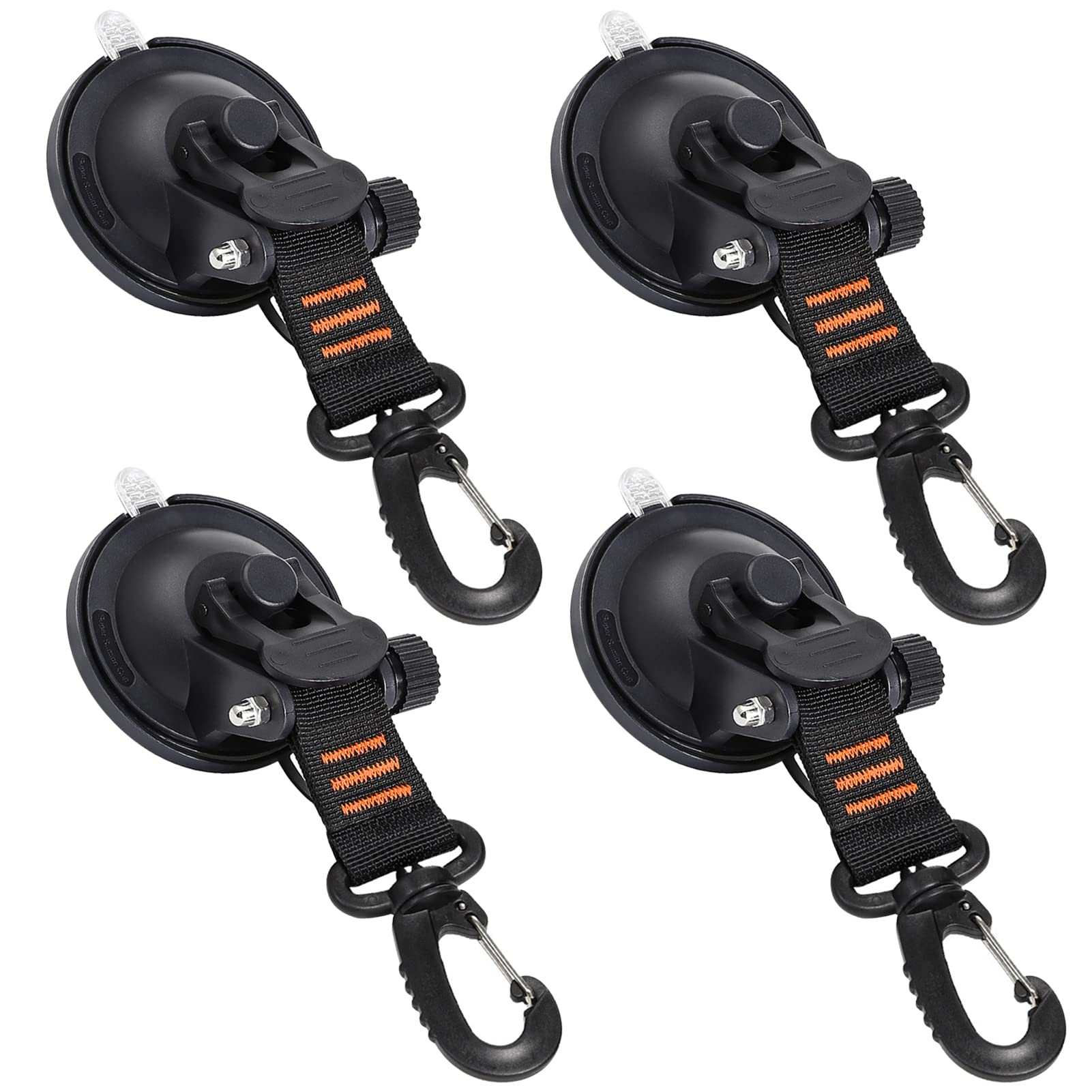 Conbola Suction Cups Hooks 4 Pieces Outdoor Car Camping Essentials Heavy Duty Upgraded Tie Down Suction Cup,Camper Accessories S
