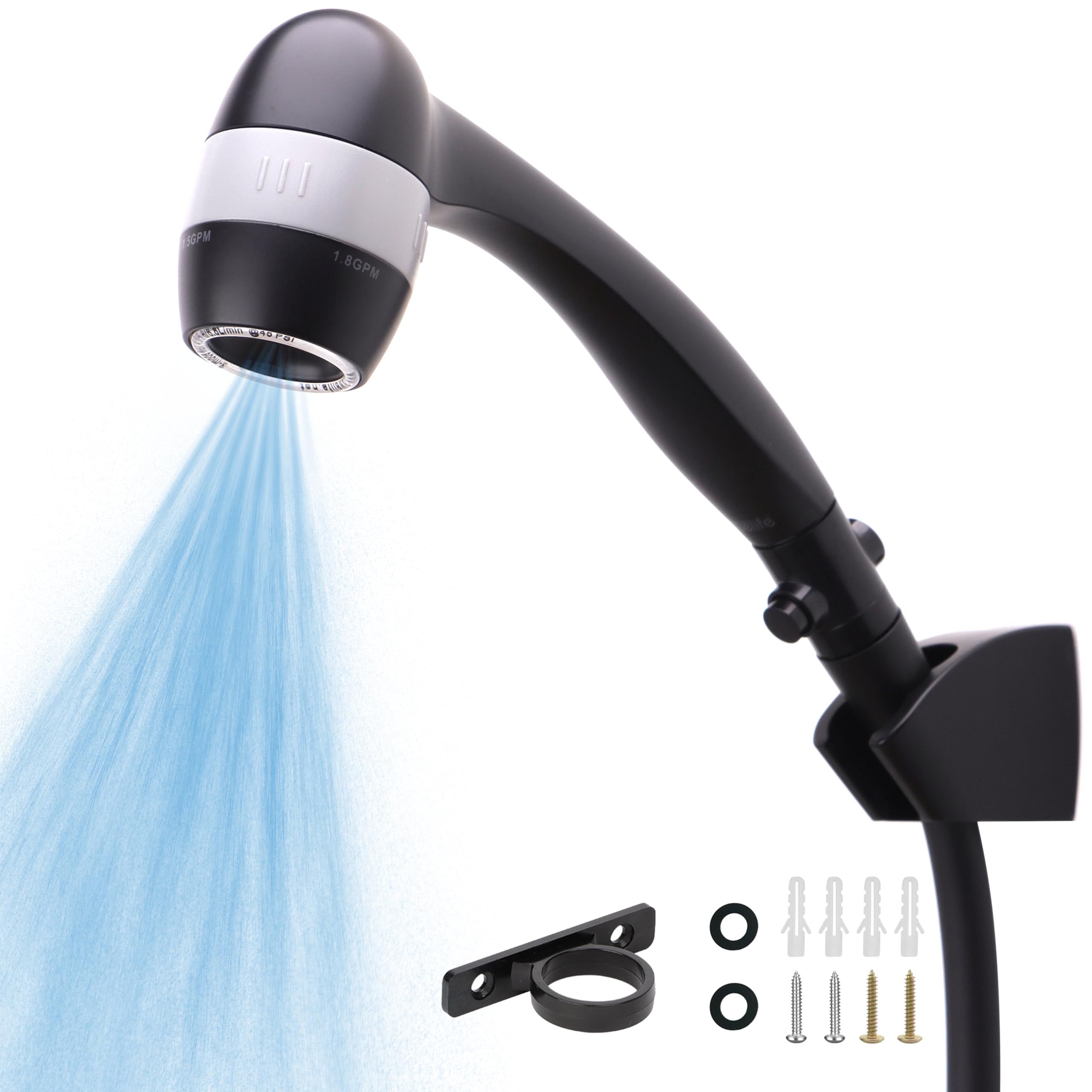 High Pressure Rv Shower Head With Hose And On Off Switch, 3 Flow Rate For Saving Water, Matte Black