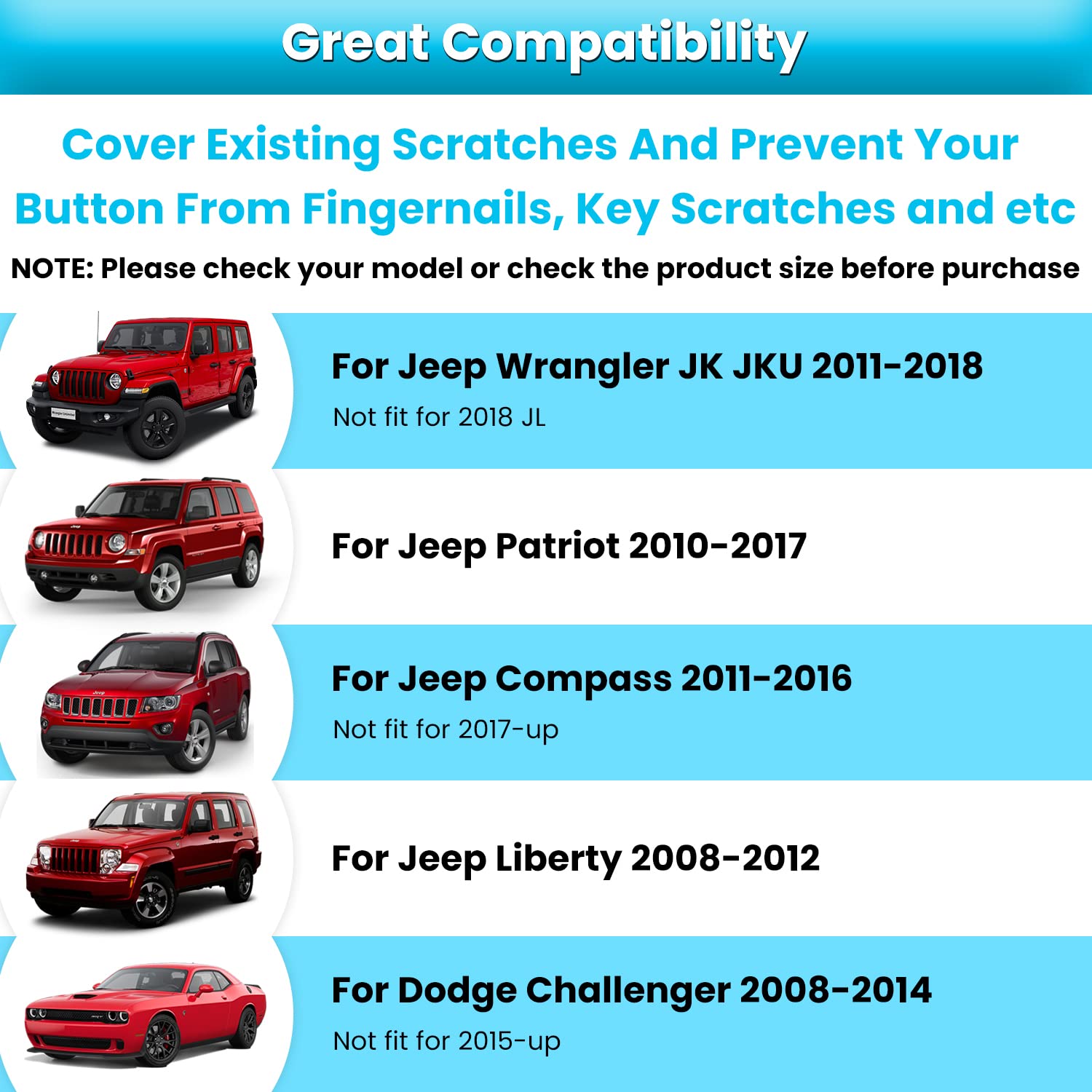 Audio Air Conditioning Button Cover Decoration Twist Switch Ring Trim for Jeep Wrangler JK JKU Patriot 2011-2018, Compass 11-16,