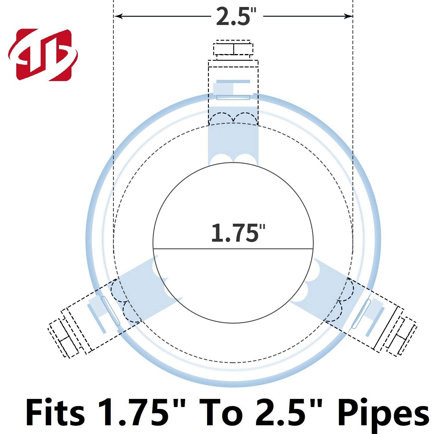 Tritrust Exhaust Tip, 1.75-2.5 Inch Inlet Adjustable, Fit 1.75''/2''/2.25''/2.5'' Outer Diameter Tailpipe, 3'' Outlet 6'' Long M