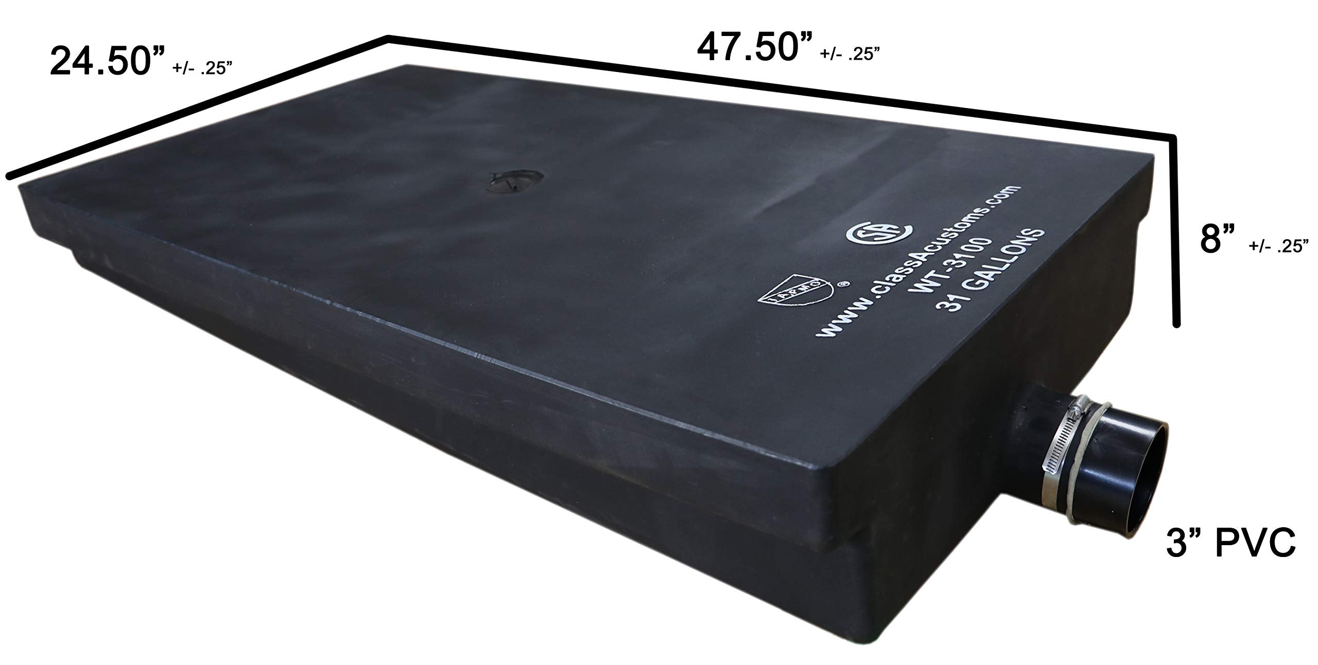Class A Customs 31 Gallon Rv Waste Black Water Holding Tank Wt-3100