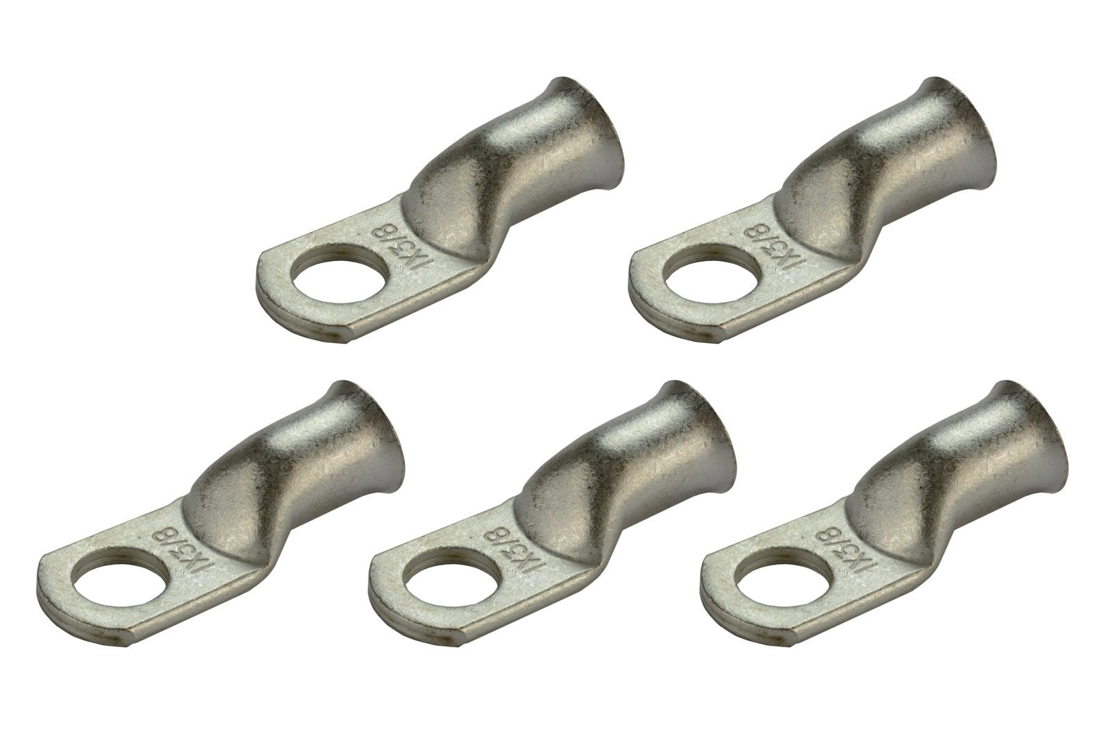 Temco 5 Pack Tinned Copper Welding Battery Cable Ends, Lugs Terminal 1 Awg 3/8'' Hole - Marine Grade (6 Awg To 1/0 Awg Options A