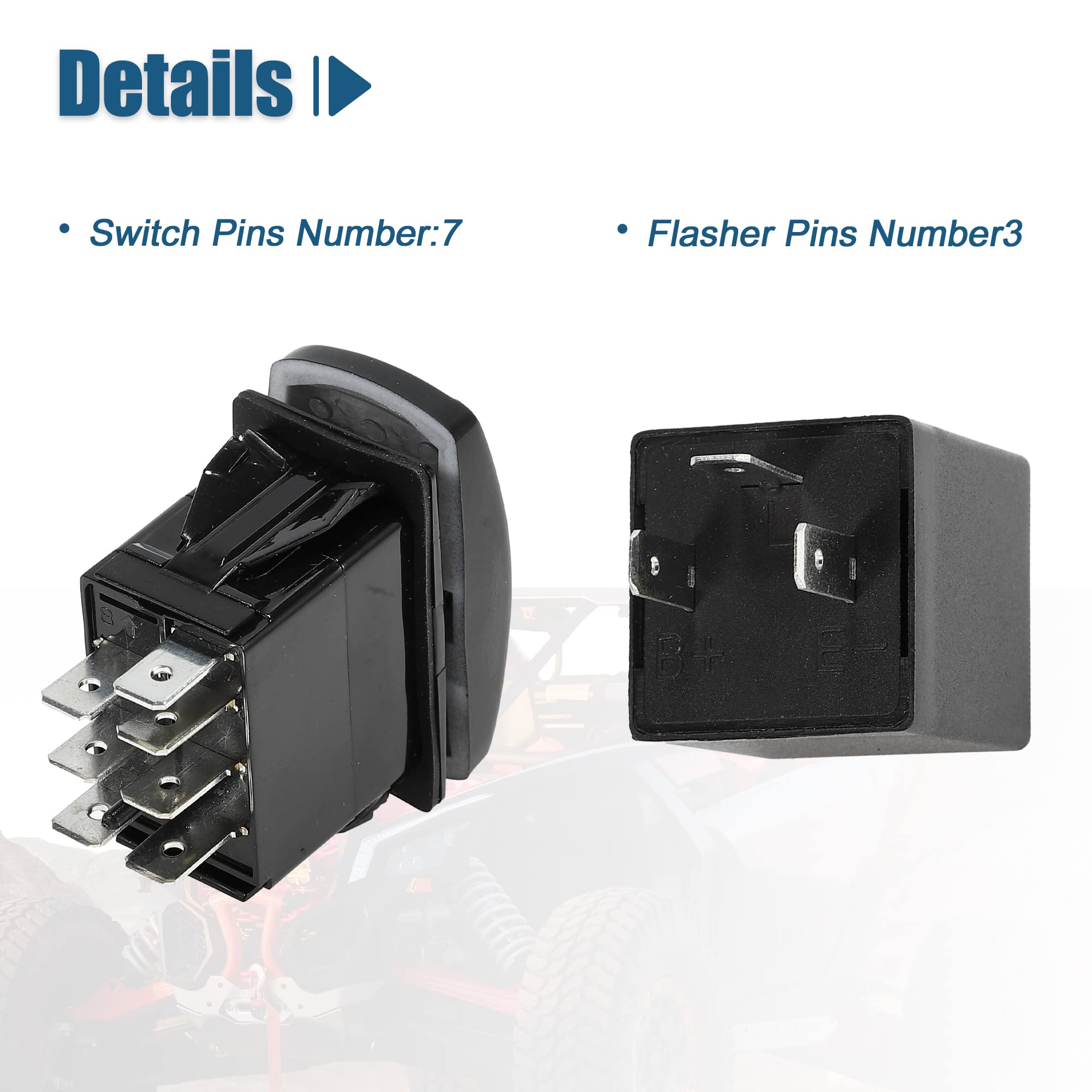 X Autohaux Blue Led 7 Pin Turn Signal Switch With 3 Pin Adjustable Flasher Relay 3 Way On-Off-On Rocker Switch Led Flasher Blink