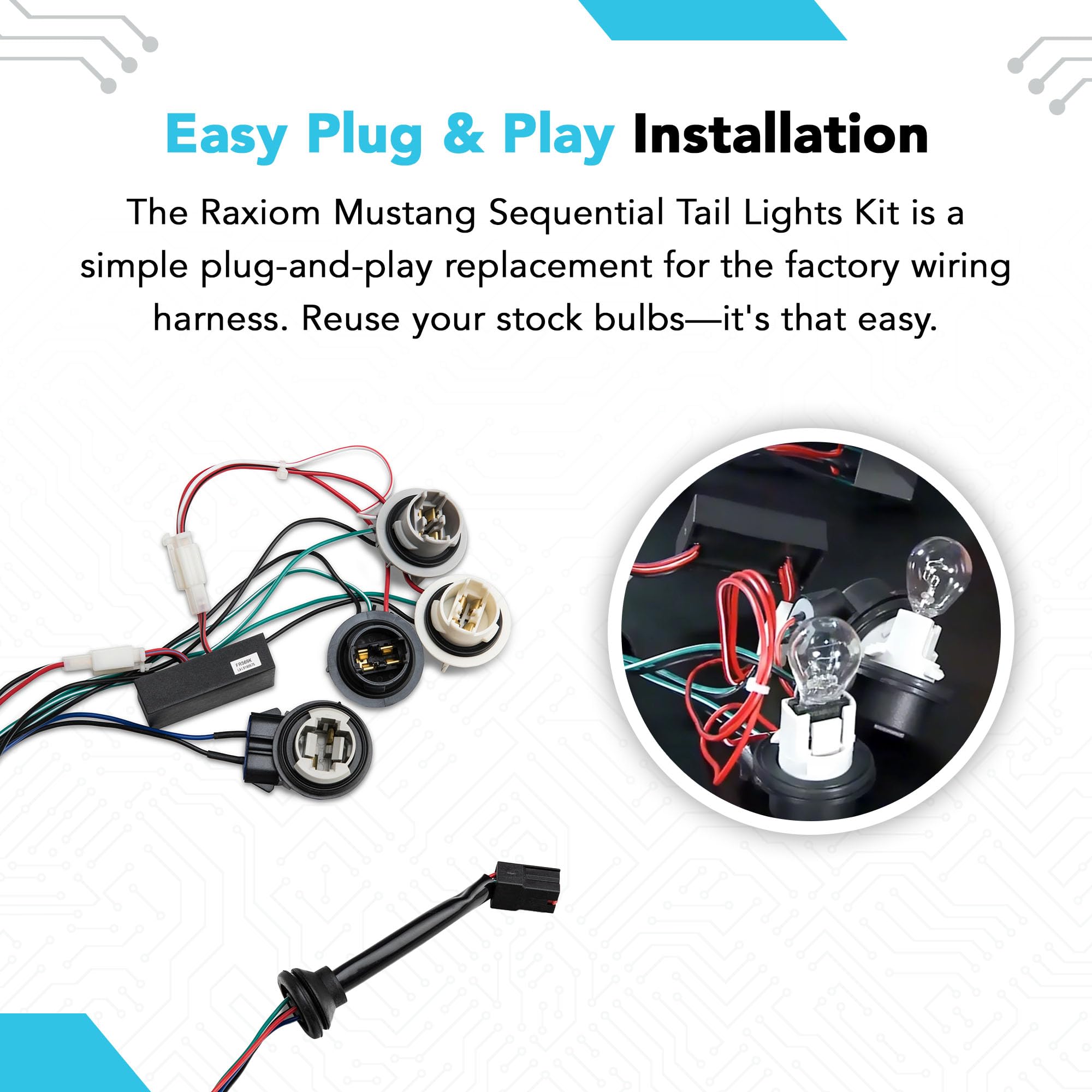 Raxiom Sequential Tail Light Kit; Plug-And-Play Harness Compatible With 96-04 Mustang, Excluding 99-01 Cobra