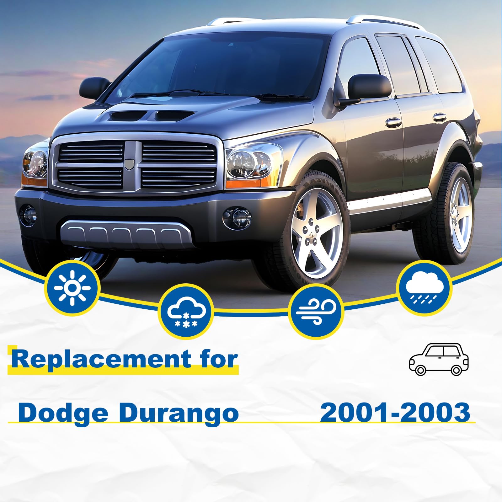 HRSNO 21 & 20 Windshield Wipers with 16 Rear Blade Set - Easy Installation for Dodge Durango 2001-2003, Pack of 3