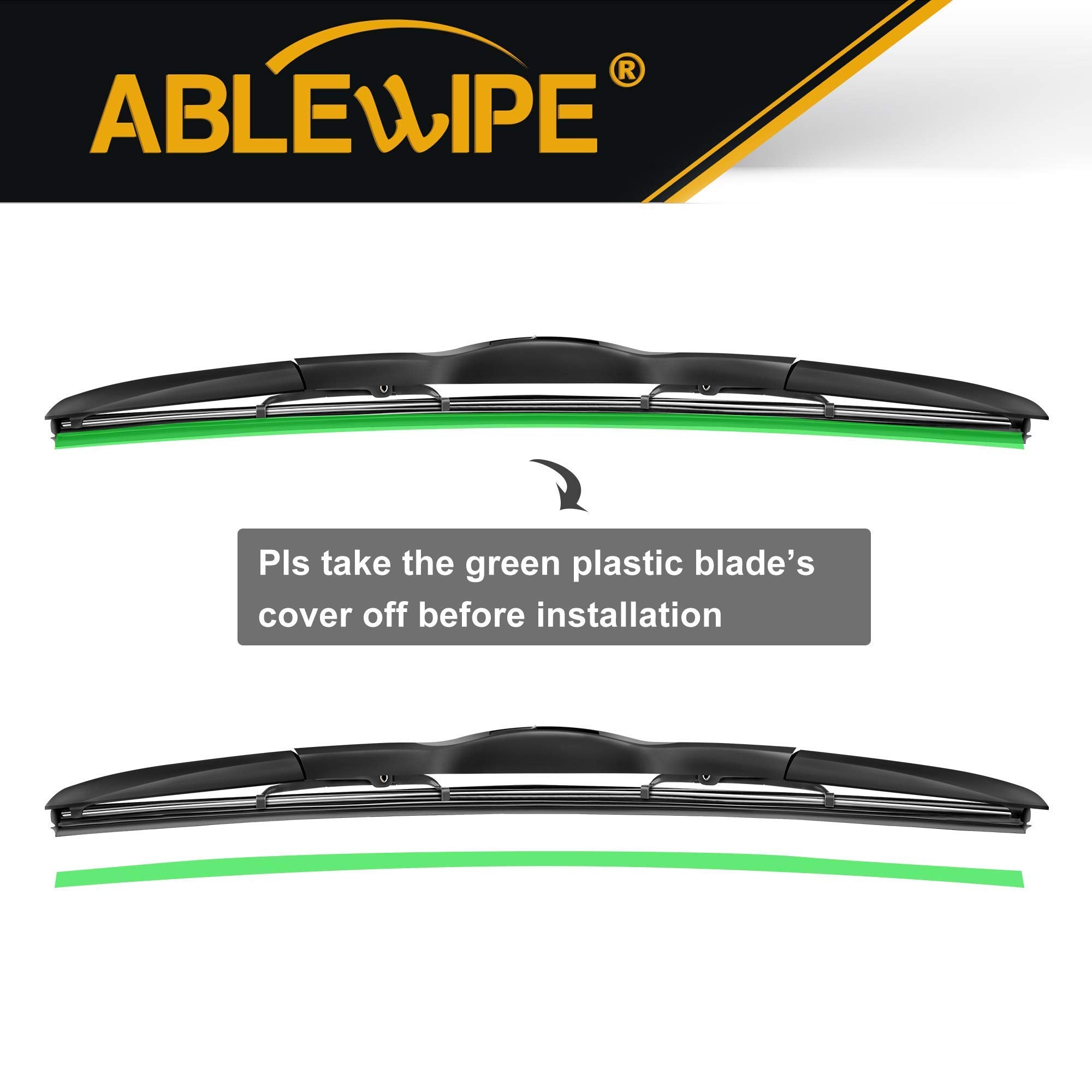 Ablewipe Windshield Wiper Baldes, 26 Front Window Wiper Blades Model: 18O13B (1 Piece)