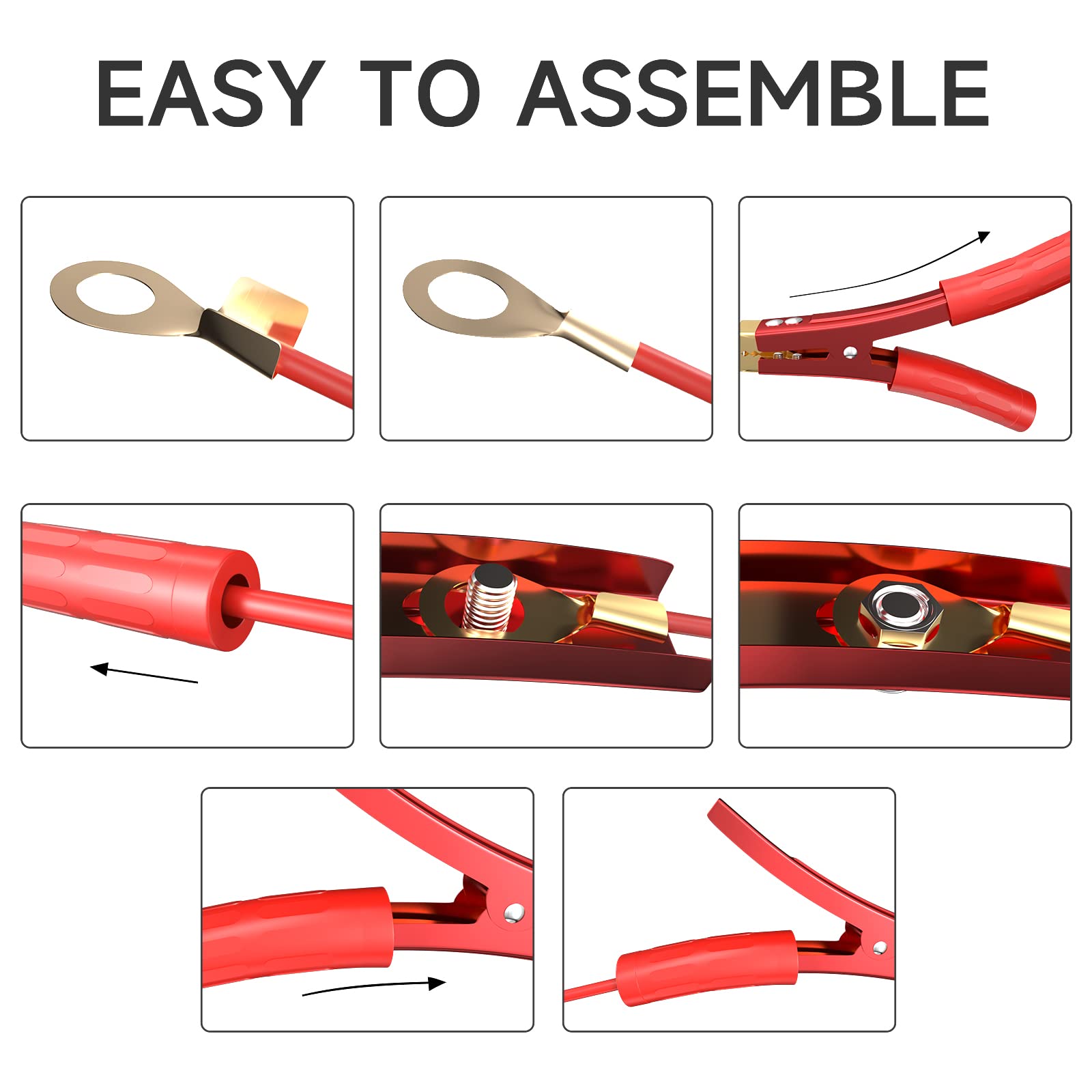 Goupchn Heavy Duty Crocodile Clamps Pure Copper 1000A Car Battery Charger Clamps 2Pcs Power Replacement Battery Alligator Clips Jumper Cable Clamps Welder Clips For Car Automotive Vehicle Boat