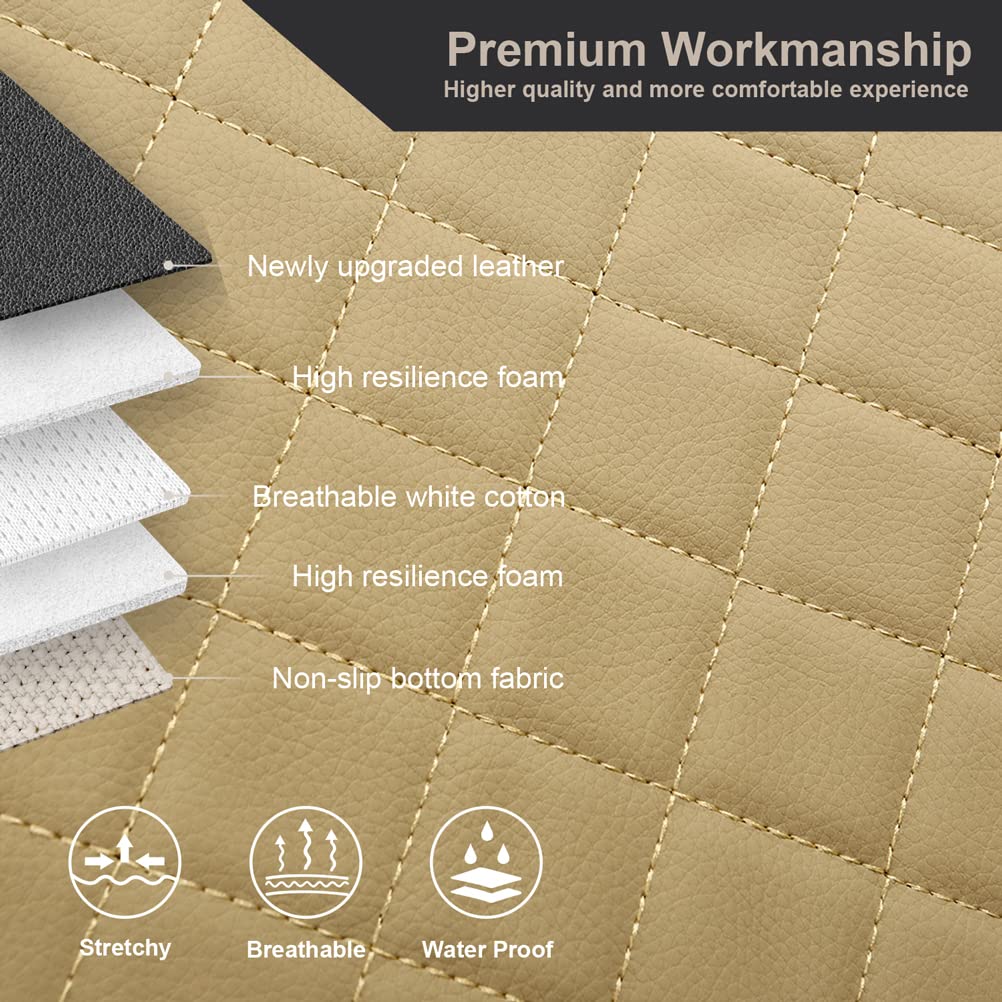 GIANT PANDA Front Seat Covers for Bucket Seats, Faux Leather Seat Covers Universal for Most Cars SUV and Mini Van (Beige)