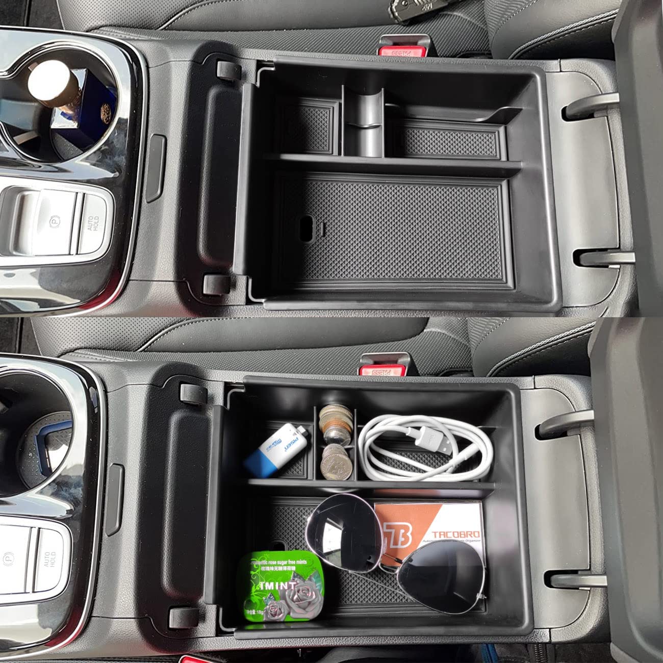 Tacorbo Center Console Organizer Compatible With Hyundai 2022-2024 Tucson Plug-In Hybrid/Hybrid All Trims And Tucson Gas Limited And Santa Cruz 2022-2025 Accessories, Armrest Insert Tray, Black