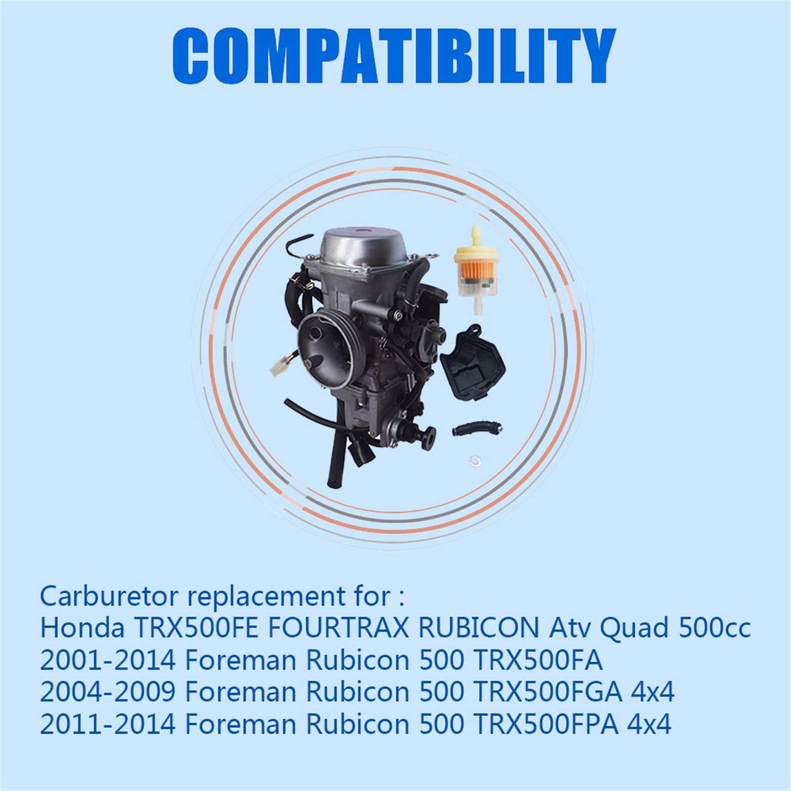 Autoparts Carburetor Carb For Honda Trx500Fe Fourtrax Rubicon Atv Quad 500Cc