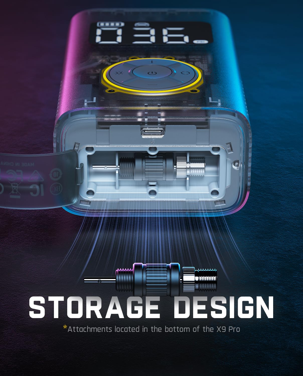 Fanttik X9 Pro Portable Tire Inflator For Compact Car, 1Min Jet-Inflate Electric Bike Pump With Digital Tire Pressure Gauge, 150