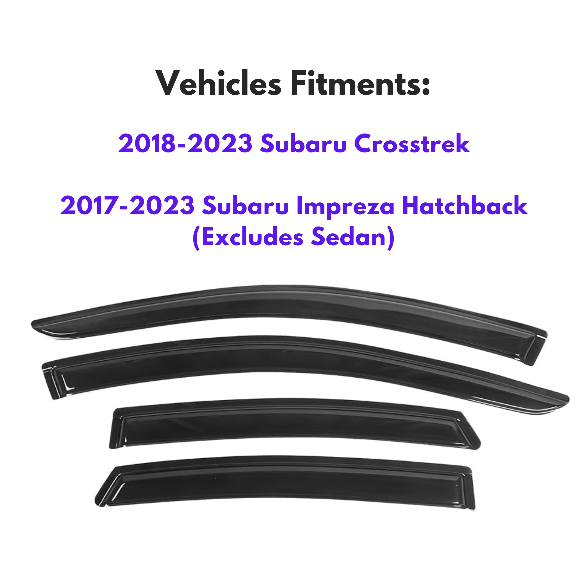 Ig Window Visor For Subaru Crosstrek 2018-2023 & Impreza Hatchback 2017-2023, Rain Guard Tape-On Extra Durable Side Vent Window