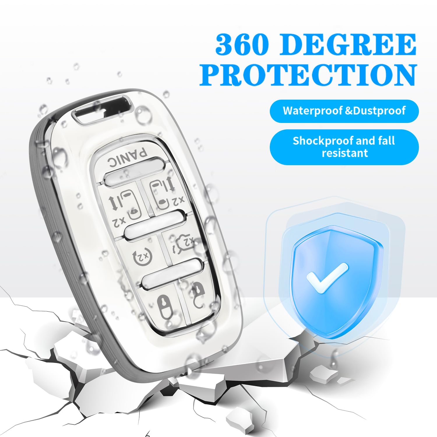 Key Fob Cover Fit For Chrysler Pacifica, 7 Button For 2017-2025 Touring, Pinnacle, Limited, Voyager, 2020 Proximity, Smart Key F