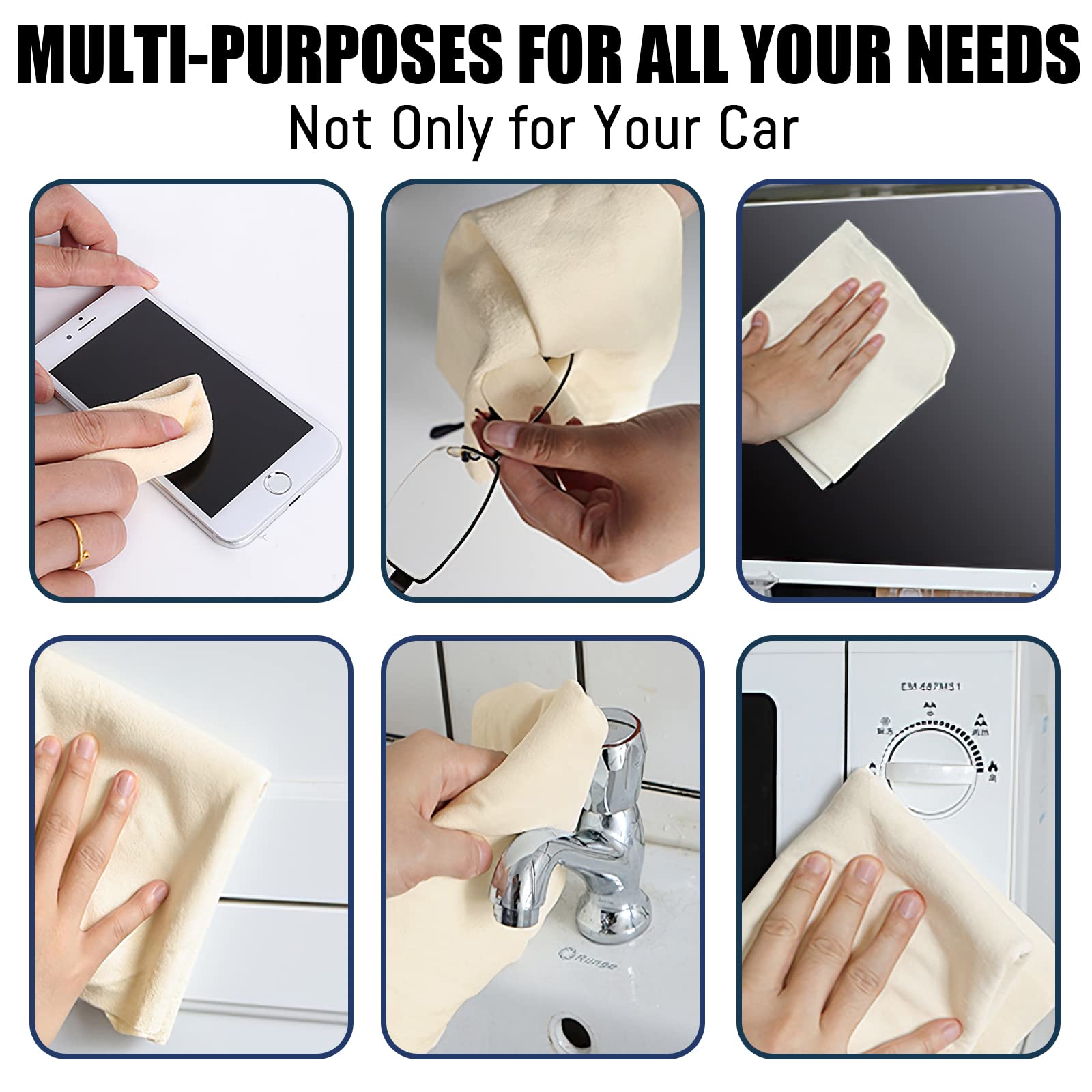 Chamois Cloth for Car 2 Pack Shammy Towel 24 ' ' x 16 ' ' (2.58 sq ft Each) Super Absorbent Drying Towel Real Leather Lint Free