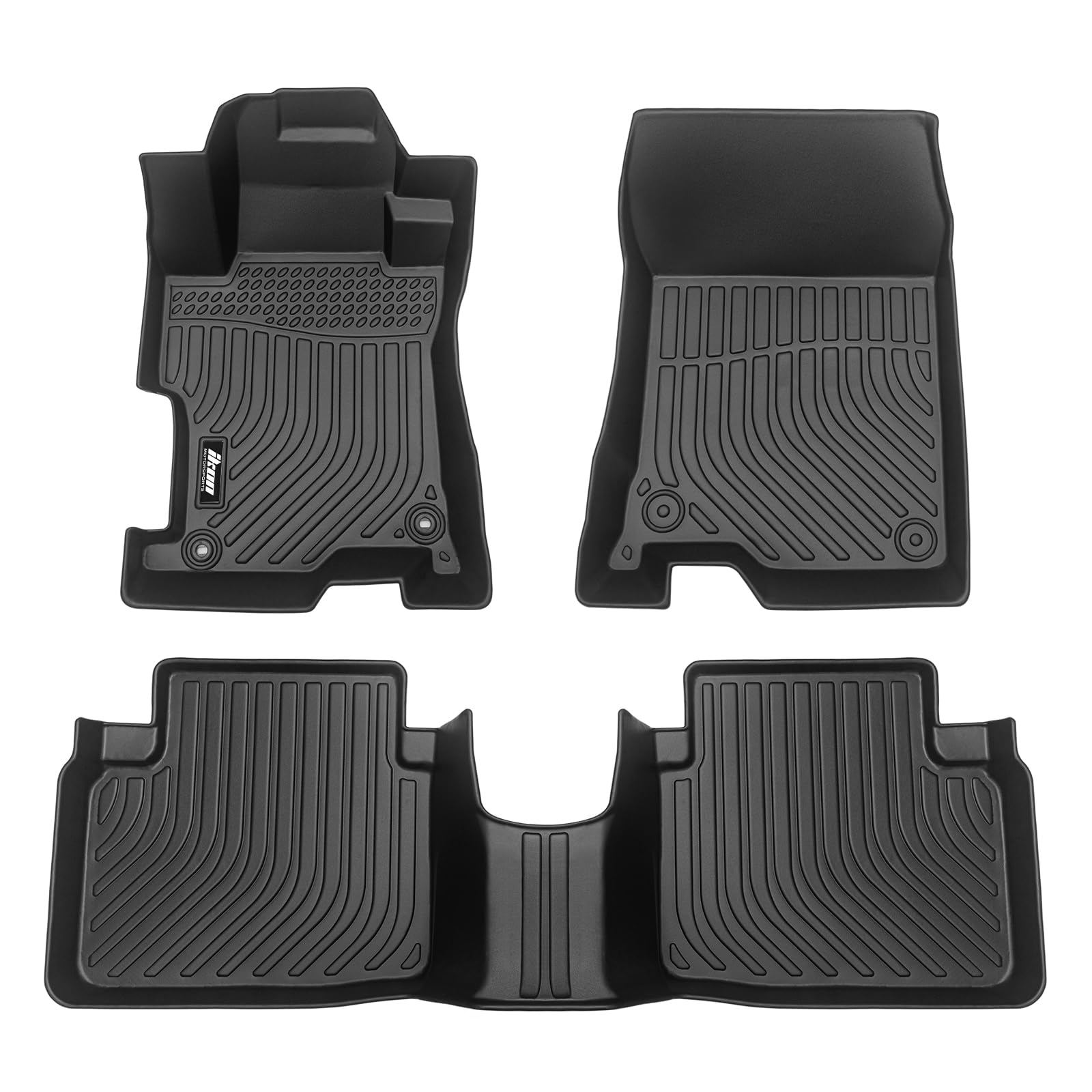 IKON MOTORSPORTS 3D TPE Floor Mats, Compatible with 2008-2012 Honda Accord Sedan 4-Door, All Weather Waterproof Anti-Slip Floor 