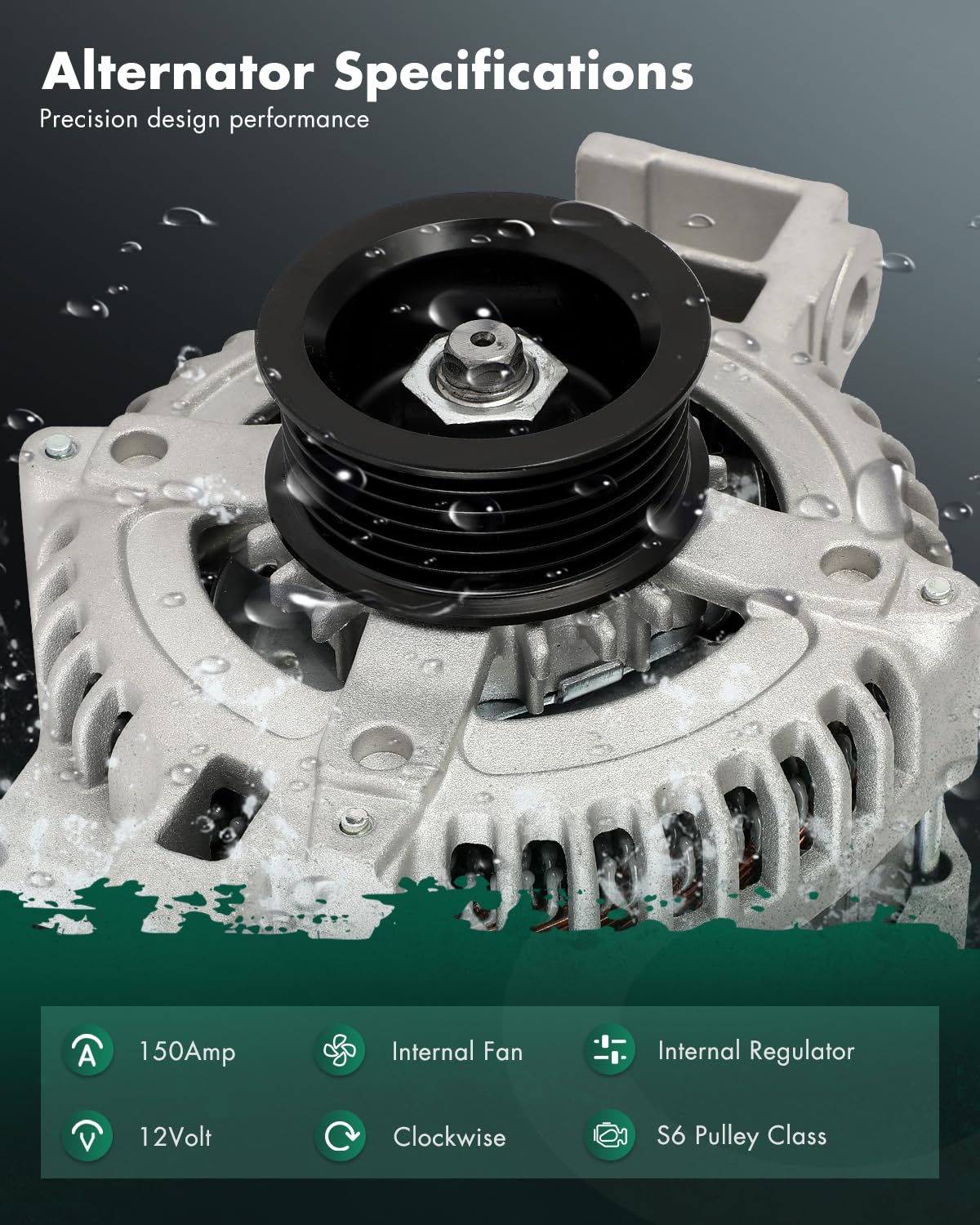 SCITOO Alternator Fits for Cadillac CTS V6 3.6L 08 09 2008-2009 - 12V 150Amp CW S6 Pulley Class, Replace OE 11369 104210-5390 10