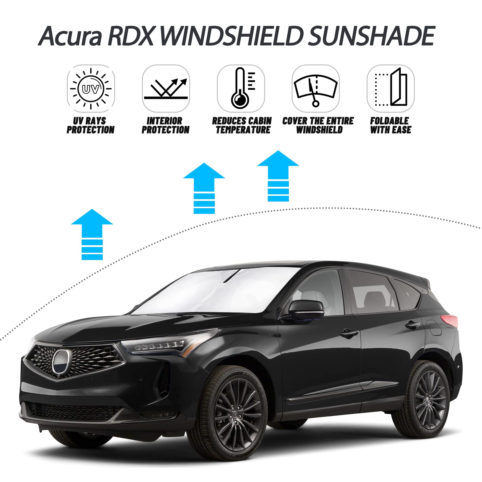 D-Lumina Windshield Sun Shade For 2019 2020 2021 2022 2023 Acura Rdx Accessories, Front Window Sunshade Sun Visor Protector Bloc