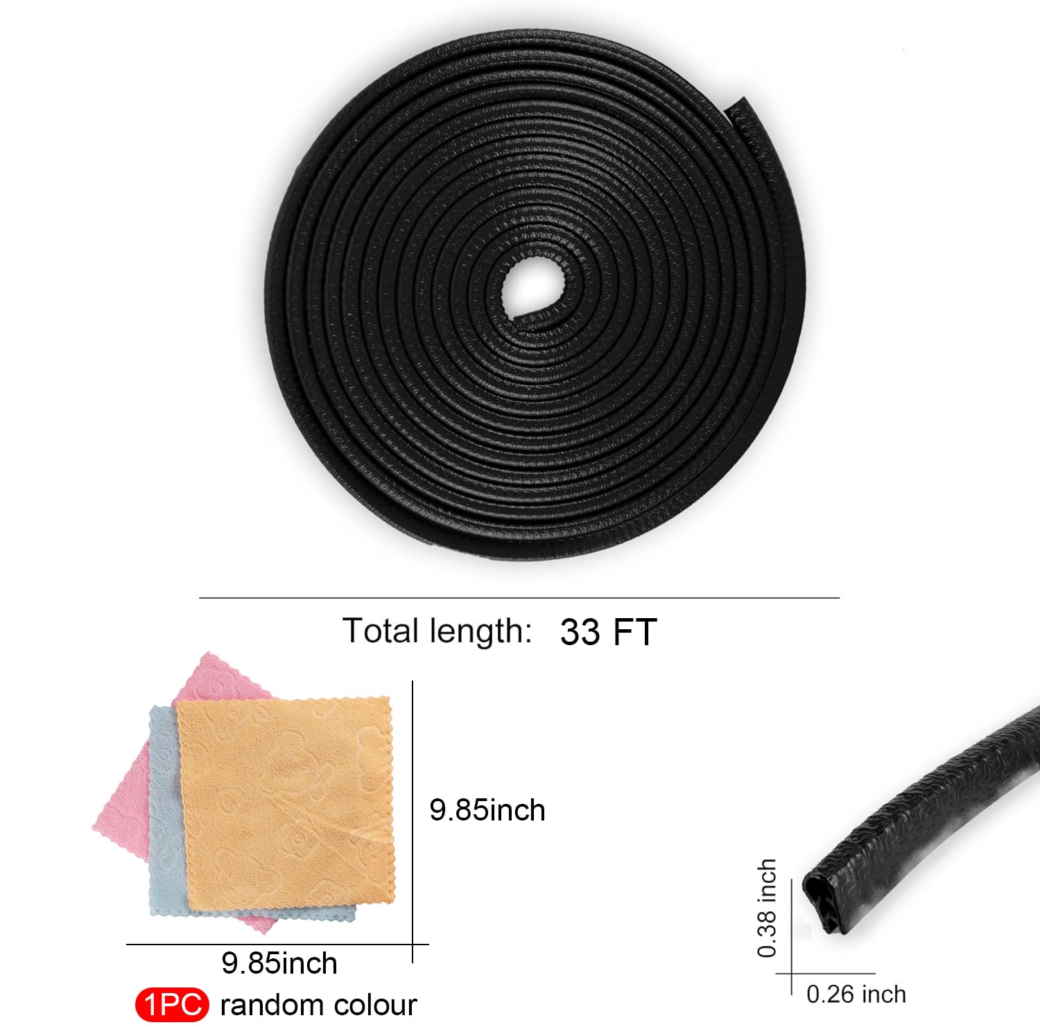 Singaro 33Ft (10M) Car Door Edge Guard, No Glue Car Door Entry Guard Protective Strip, Rubber Edge Trim Car Door Protector, Appl