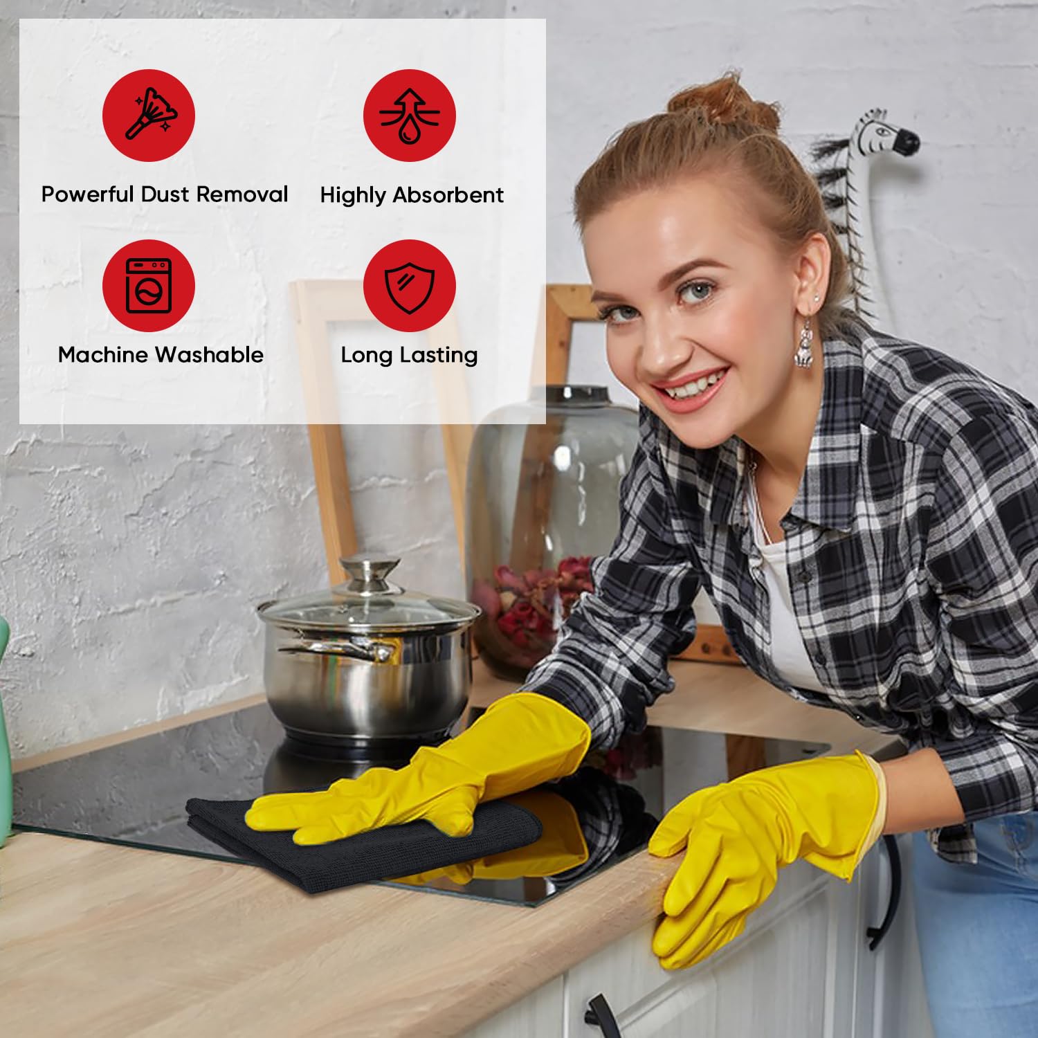 Aidea Microfiber Cleaning Cloth 24 Pack, 12Inx16In Microfiber Towel For Cars, Soft & Absorbent Microfiber Towels, Lint Free Clea