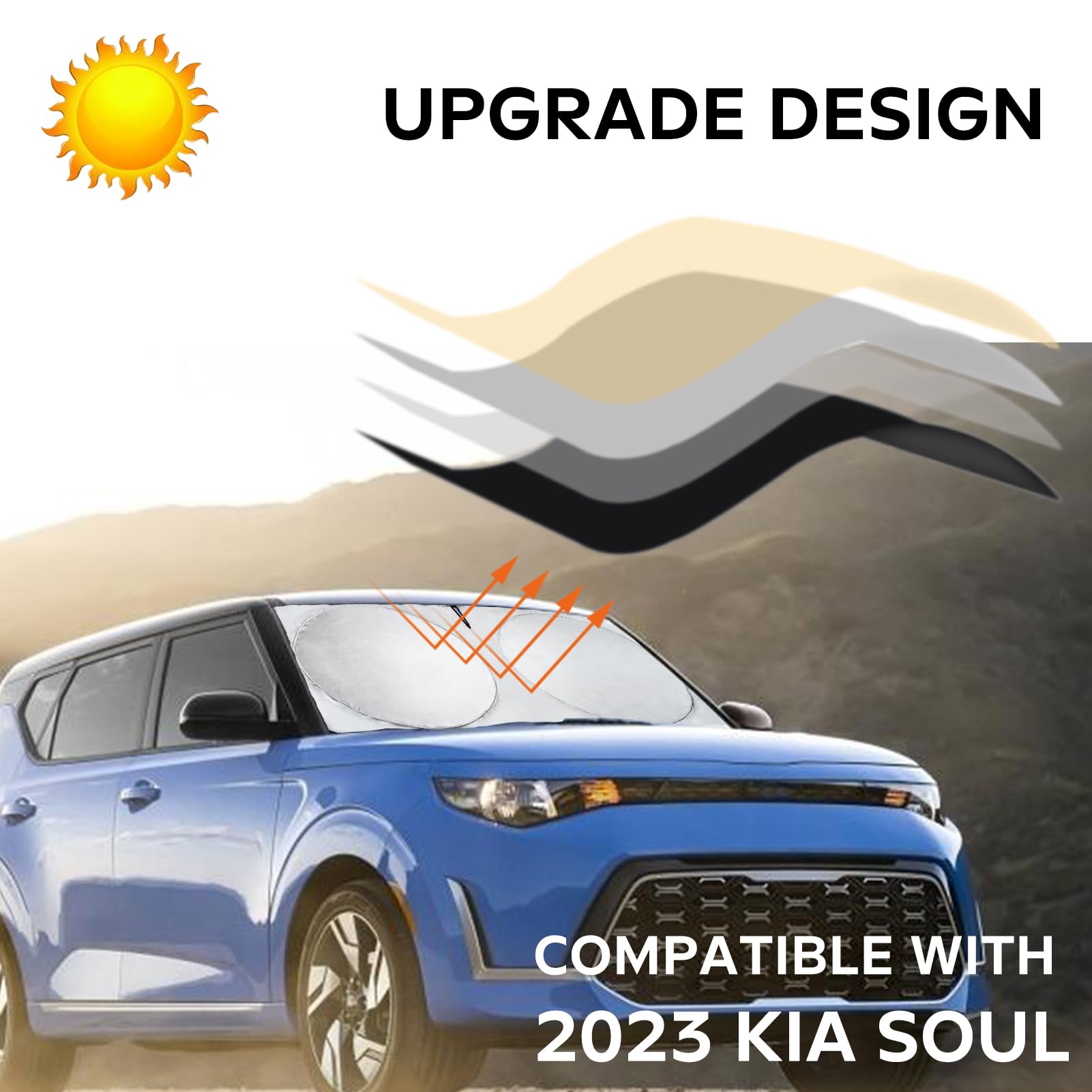 Insauto For Soul Windshield Sun Shade Window Sunshade Custom-Fit 2020-2024 Kia Soul Wagon Windshield Cover Foldable Sun Visor Th