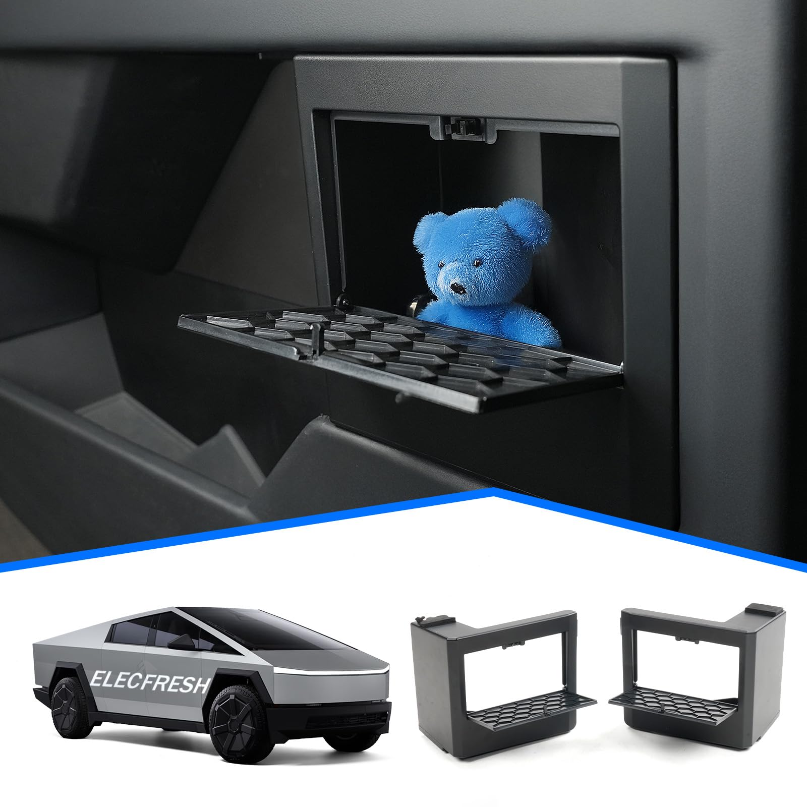 Elecfresh Door Built-in Hidden Storage Organizer for Cybertruck Accessories, Both Driver and Passenger Side Door Garbage Tray wi