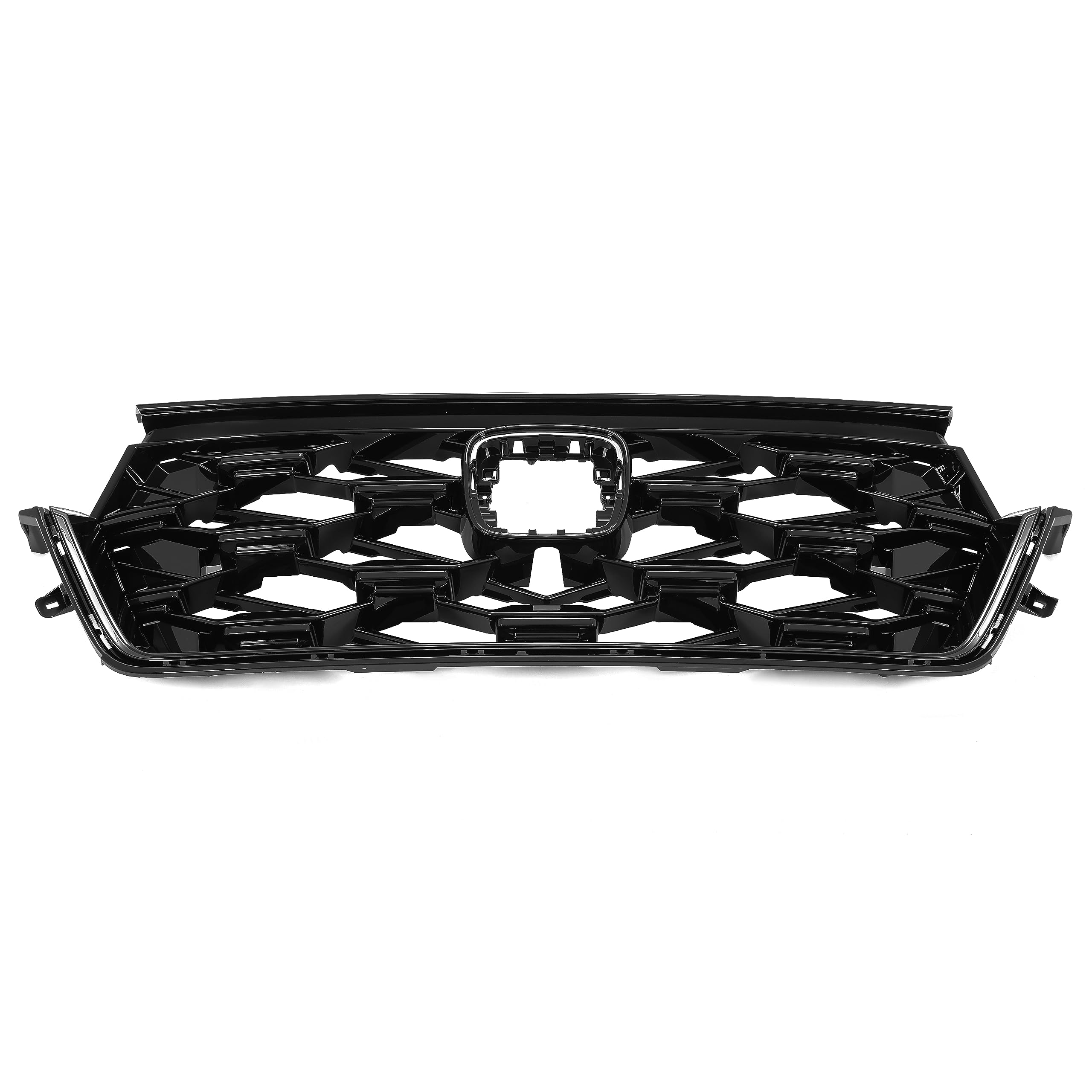HECASA Front Bumper Grille Compatible with 2023-2024 Honda CR-V CRV Upper Grill Black Painted ABS