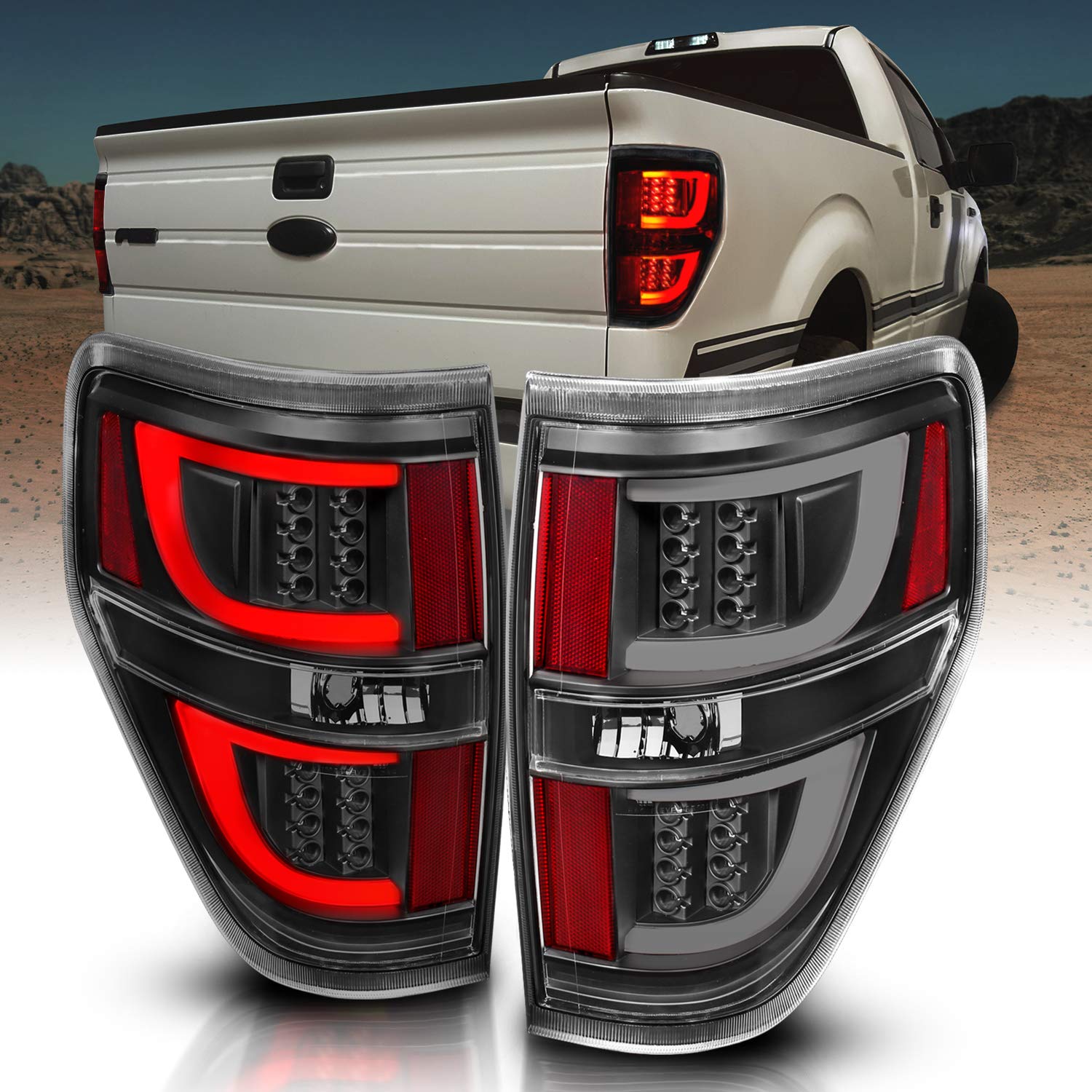Amerilite Led Light Bar Replacement Car Tail Lights Set For 09-14 Ford F-150 - Passenger And Driver Side, Vehicle Light Assembly