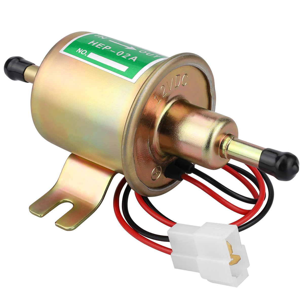 12V Electric 1/4 Fuel Pump Universal Low Pressure Transfer Inline Fuel Pump For Motorcycle Carburetor Lawn Mower Gas Diesel Engine 2.5-4Psi Hep-02A