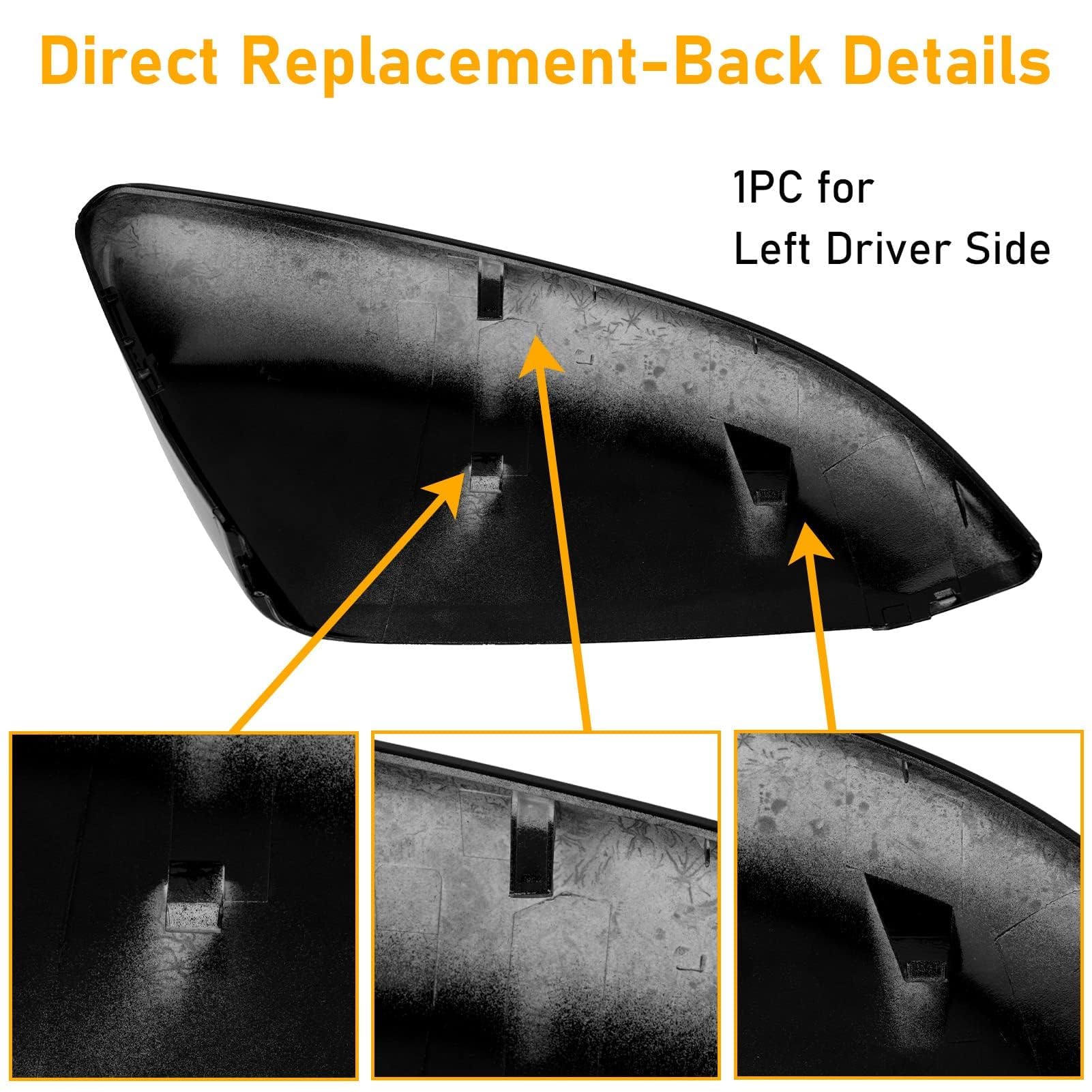 Moonlinks Compatible With 2016-2021 Honda Civic Driver Side Mirror Cover Replacement,Glossy Black For 10Th Gen Civic,2019-2022 I