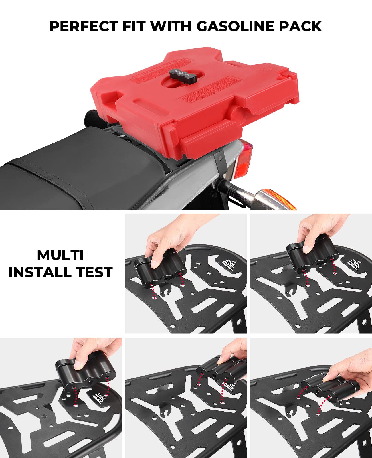 KEMIMOTO Black Motorcycle Rear Luggage Rack Compatible with TW200 (1987-2025) - Enduro Tail Storage Carrier