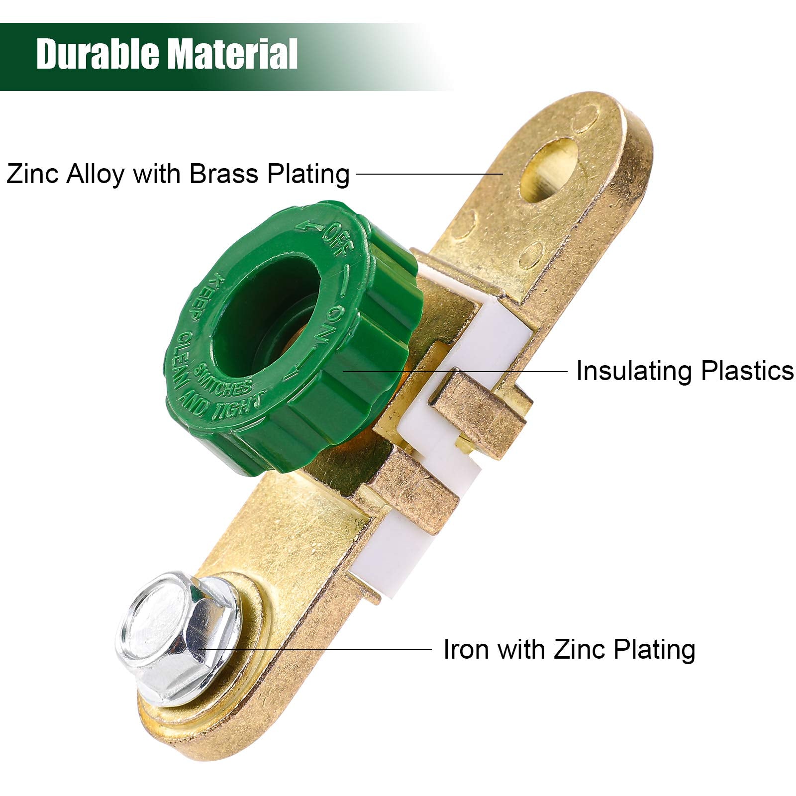 Czc Auto Battery Quick Disconnect Switch Side Post Battery Shut/Cut Off Switch Side Terminal Battery Switch Isolator For Auto Car Truck Rv Boat Marine Battery